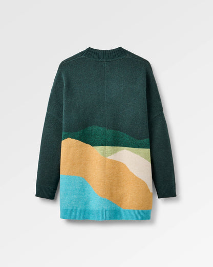 Scenic Recycled Long Knitted Cardigan - Scenic Dark Fern - Flatlay