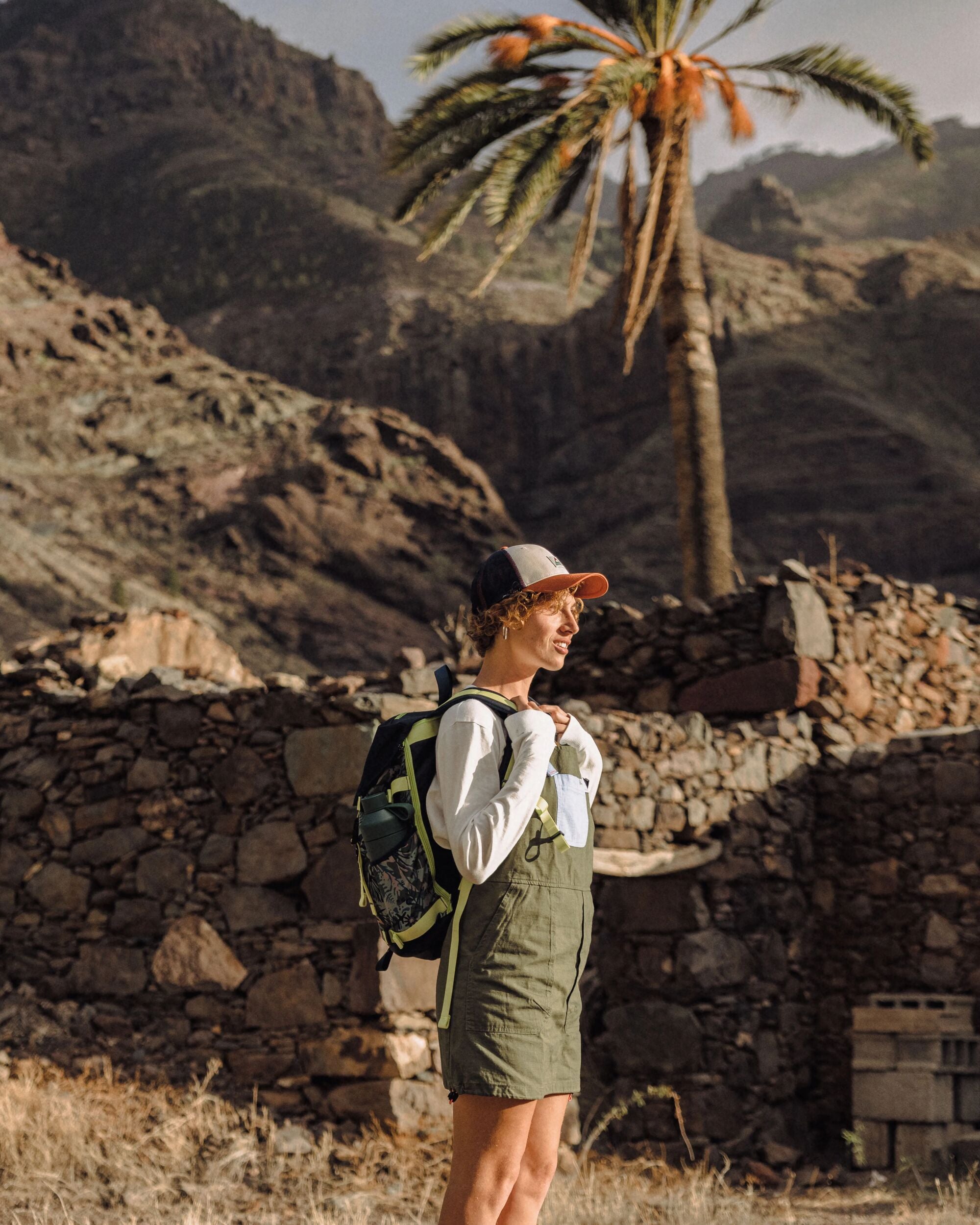 Flo Organic Pinafore Dress - Khaki - Lifestyle