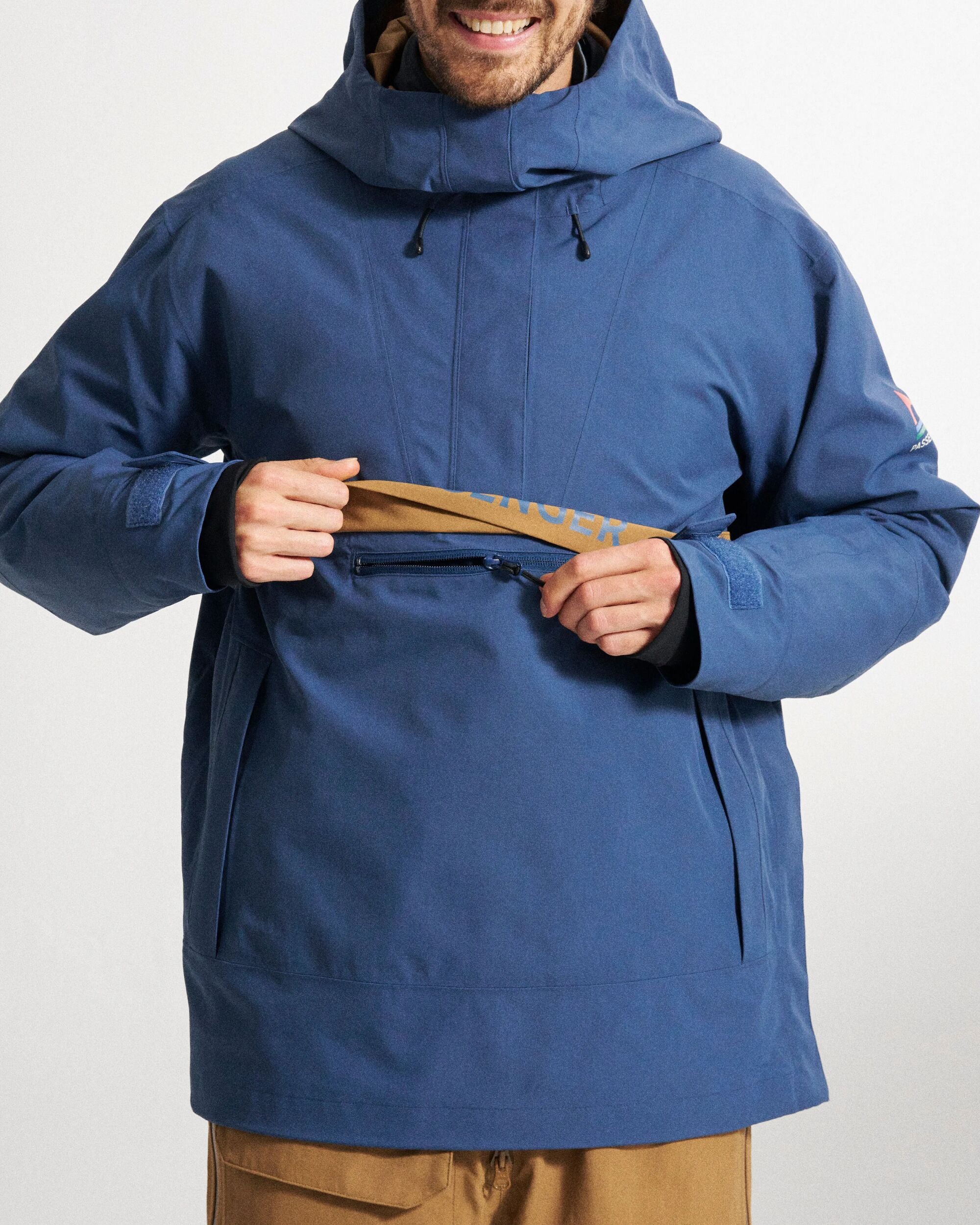 Snowscape Men's Recycled Anorak - Dark Denim - Studio Model