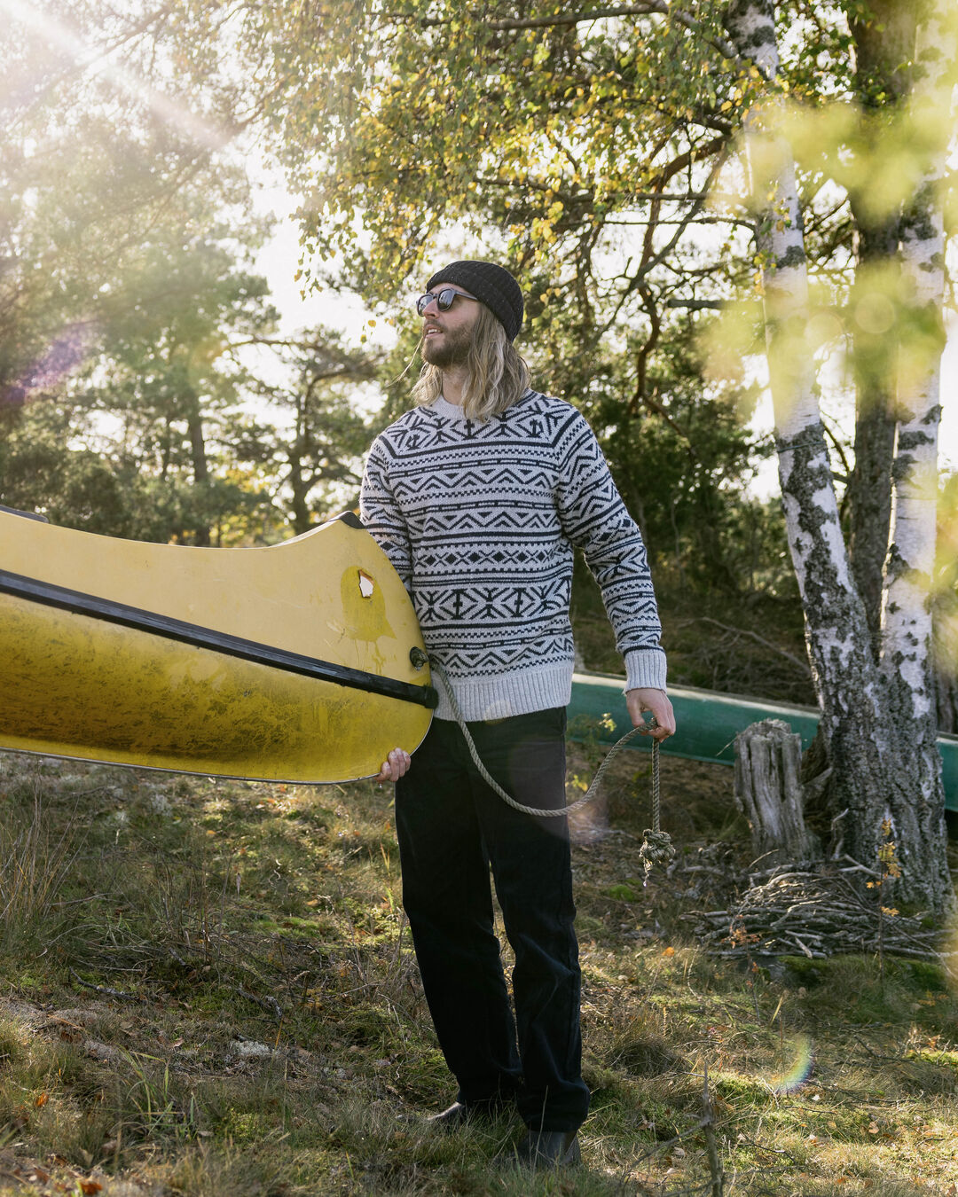 Cutback Fairisle Knitted Jumper - Grey Marl - Lifestyle