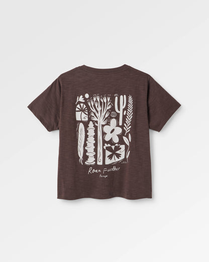 Womens Roam Further T-shirt - Espresso - Flatlay