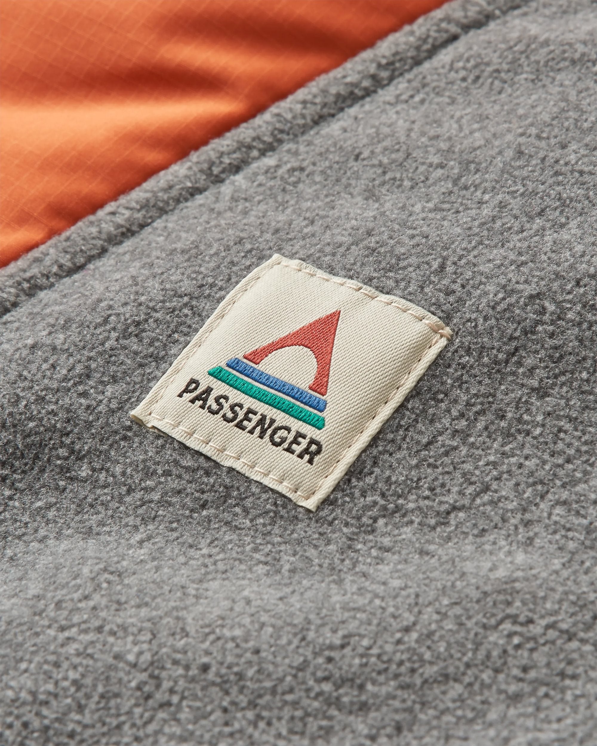 Woodland Hooded 1/2 Zip Recycled Polar Fleece - Grey Marl/ Tidal Blue - Flatlay