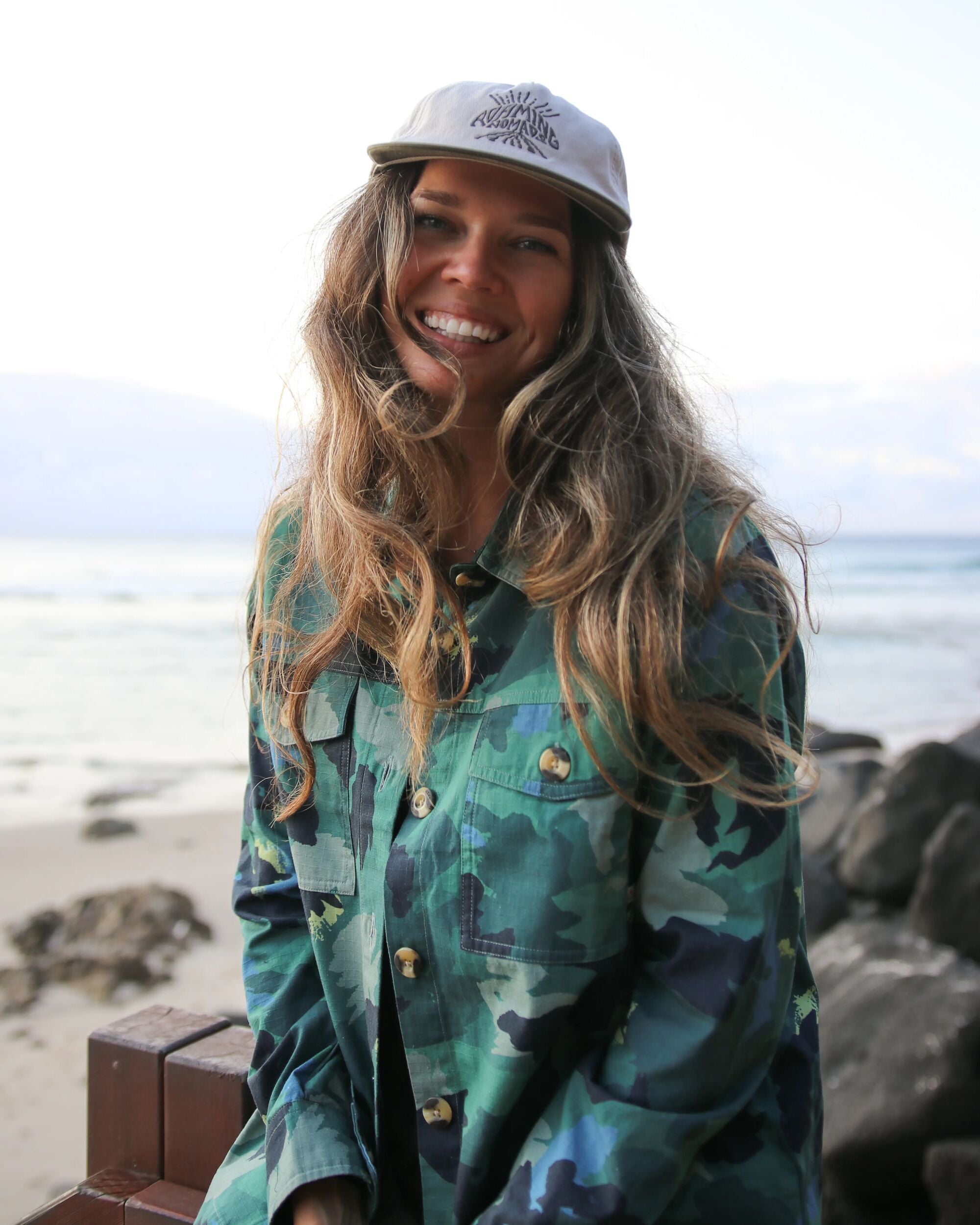Coral Organic Cotton LS Shirt - Alpine Camo Rain Forest - Lifestyle