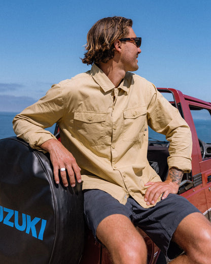 Acreage Organic Cotton LS Shirt - Warm Beige - Lifestyle