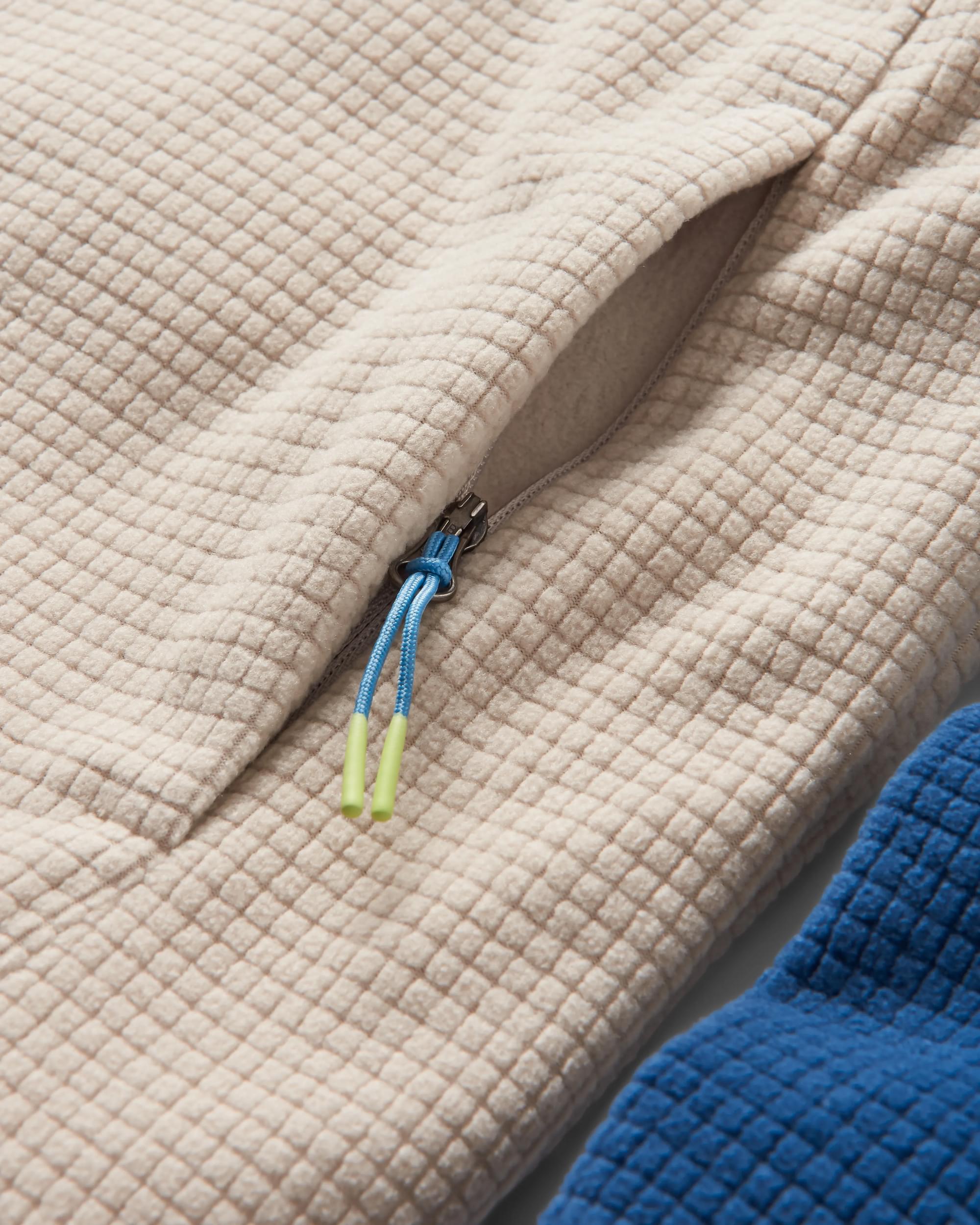 Overlook Recycled Grid Polar Fleece - Dark Denim/Pebble Grey - Flatlay