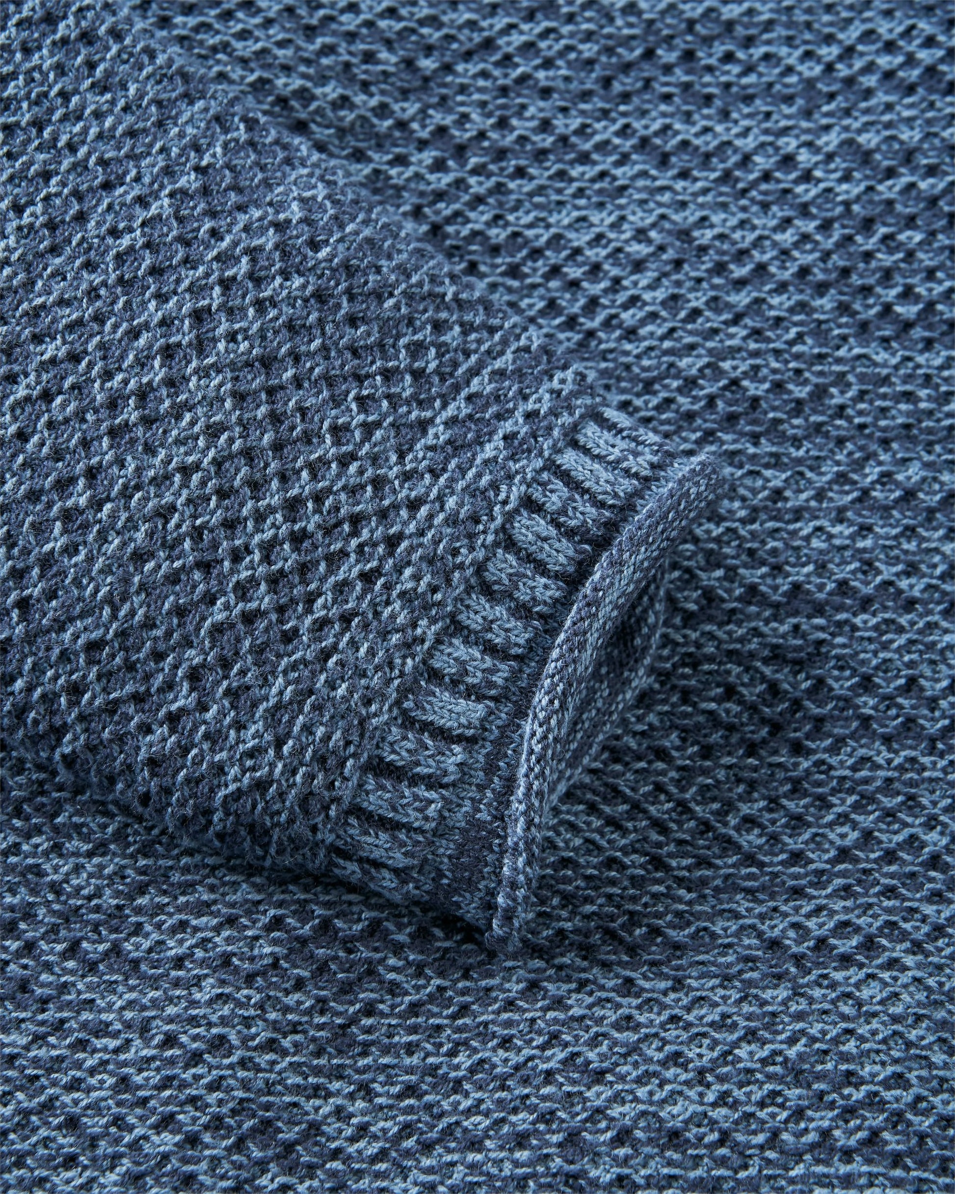 Shore Organic Cotton Knit Jumper - Rich Navy - Flatlay