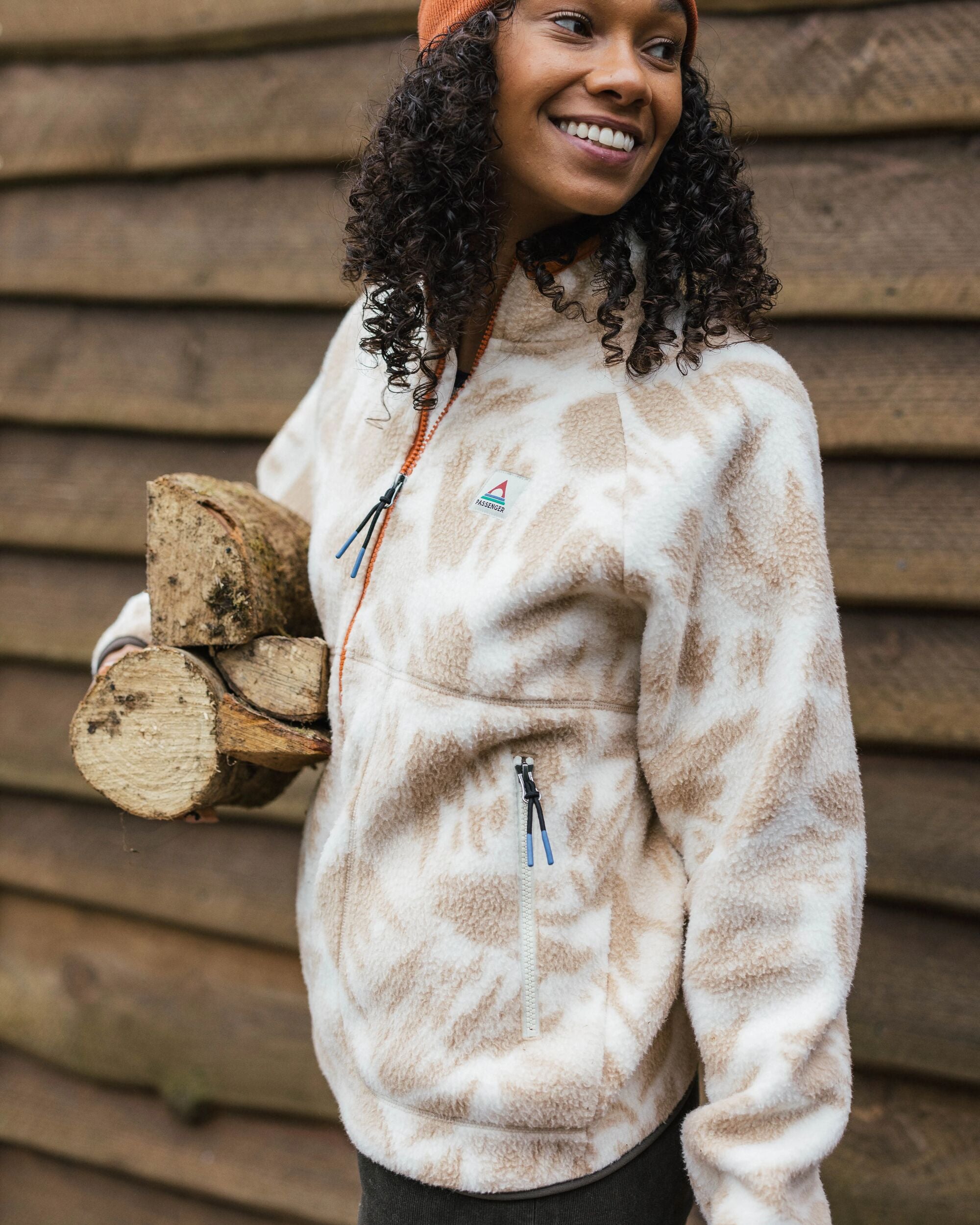 Fairbanks Full Zip Recycled Sherpa Fleece - Abstract Mountain Birch - Lifestyle