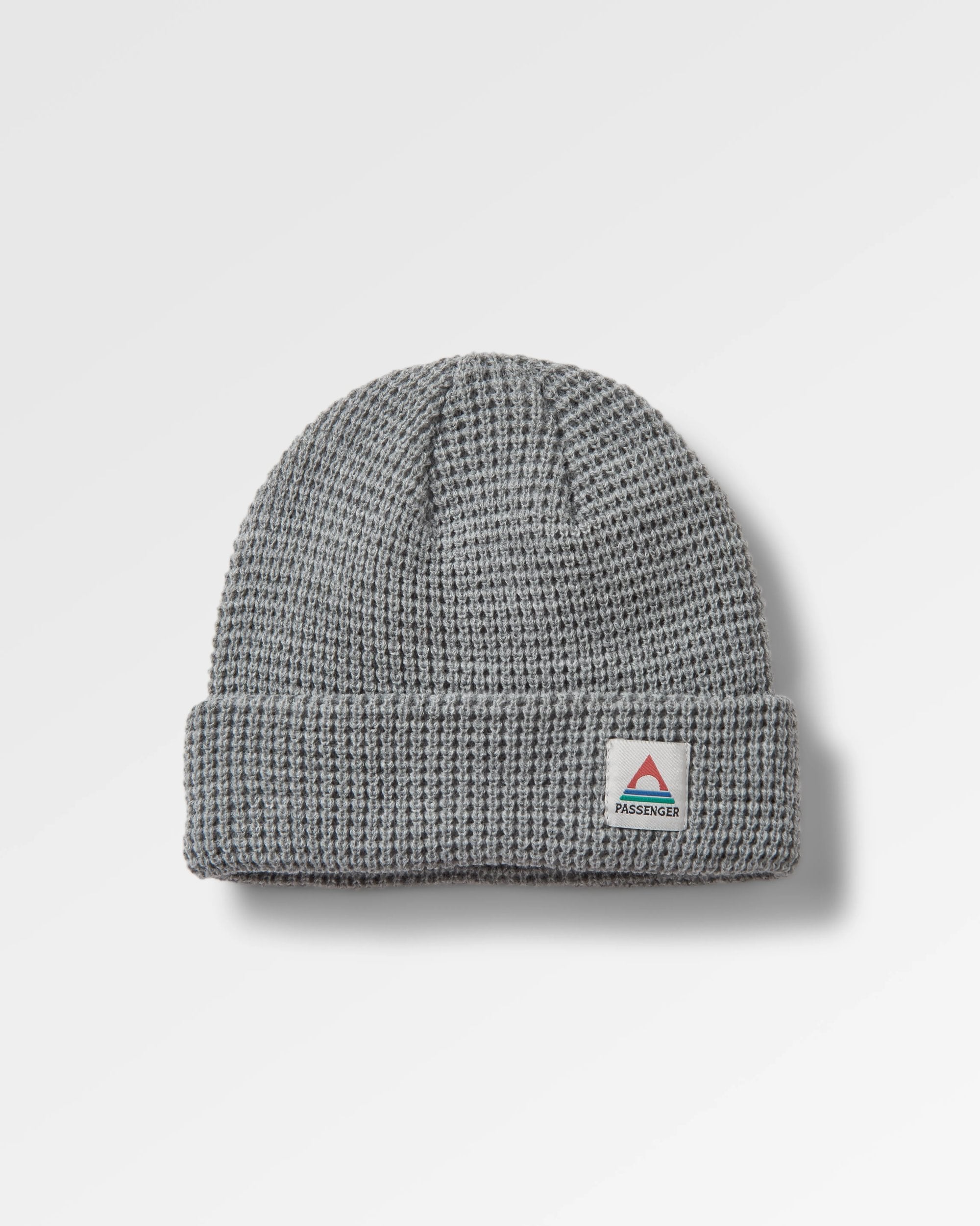 Moss Double Layer Recycled Waffle Beanie - Grey Marl - Flatlay