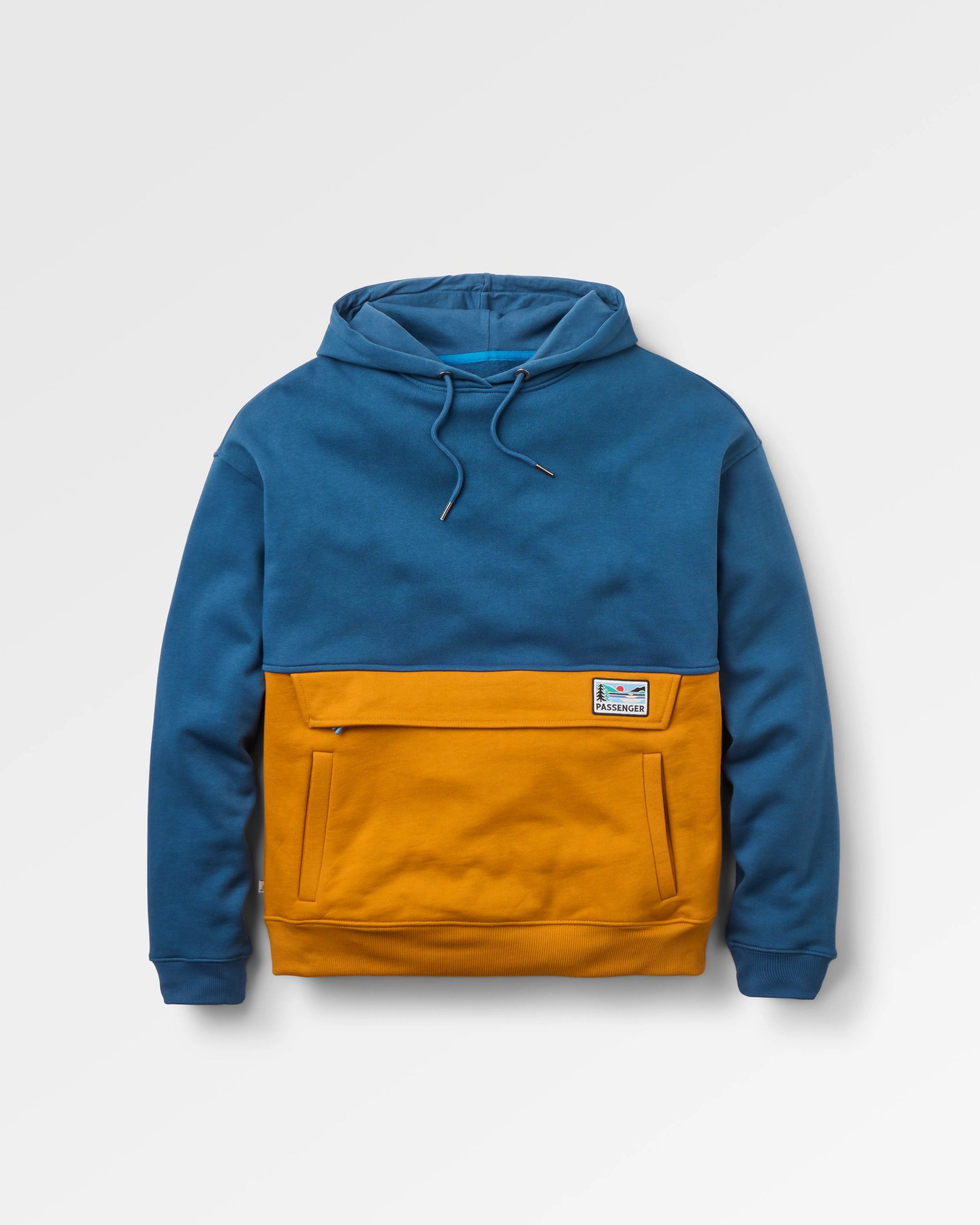 Wildedge Recycled Cotton Hoodie - Dark Denim/Retro Orange - Flatlay