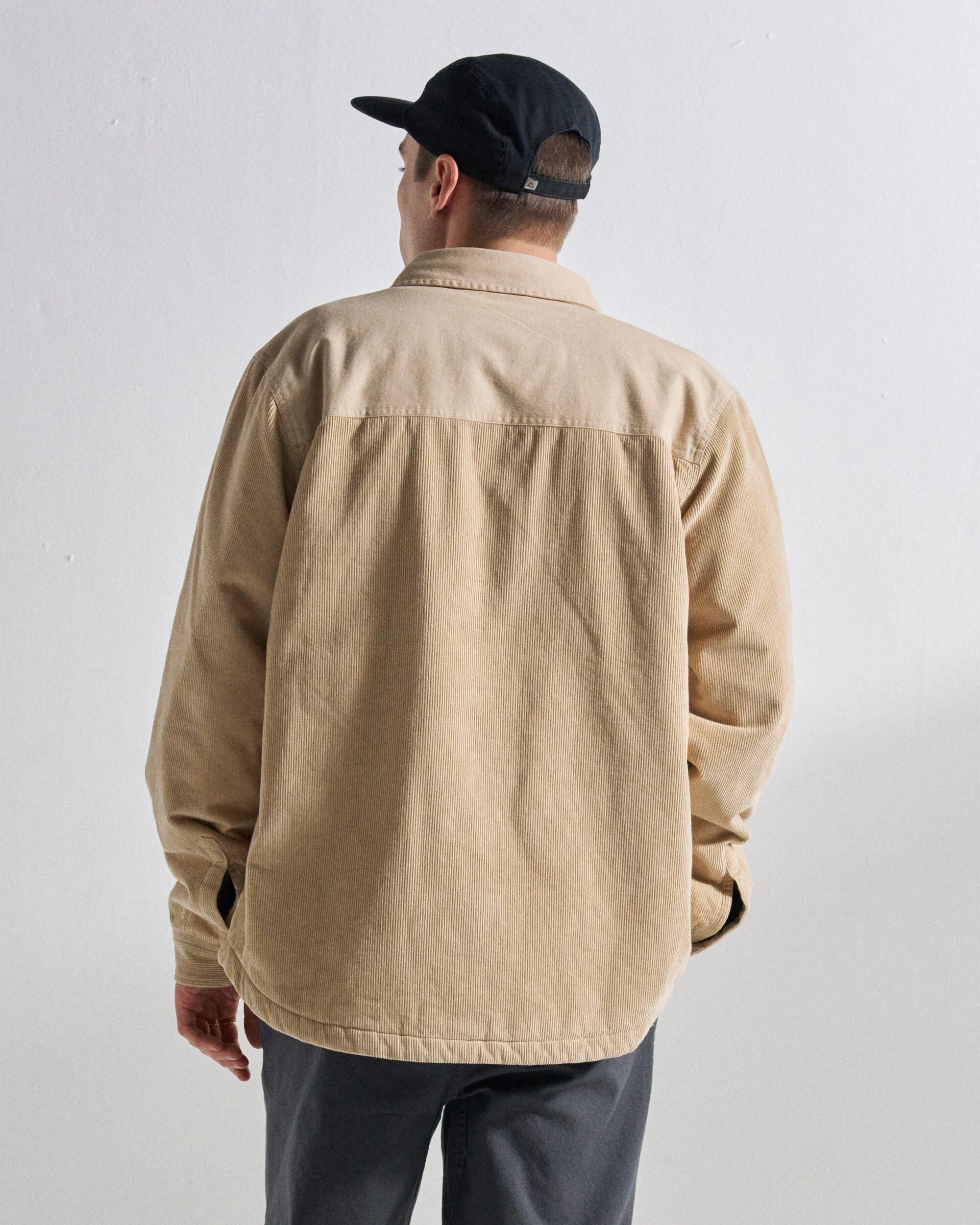 Kodiak Sherpa Lined Cord Overshirt - Stone - Studio Model