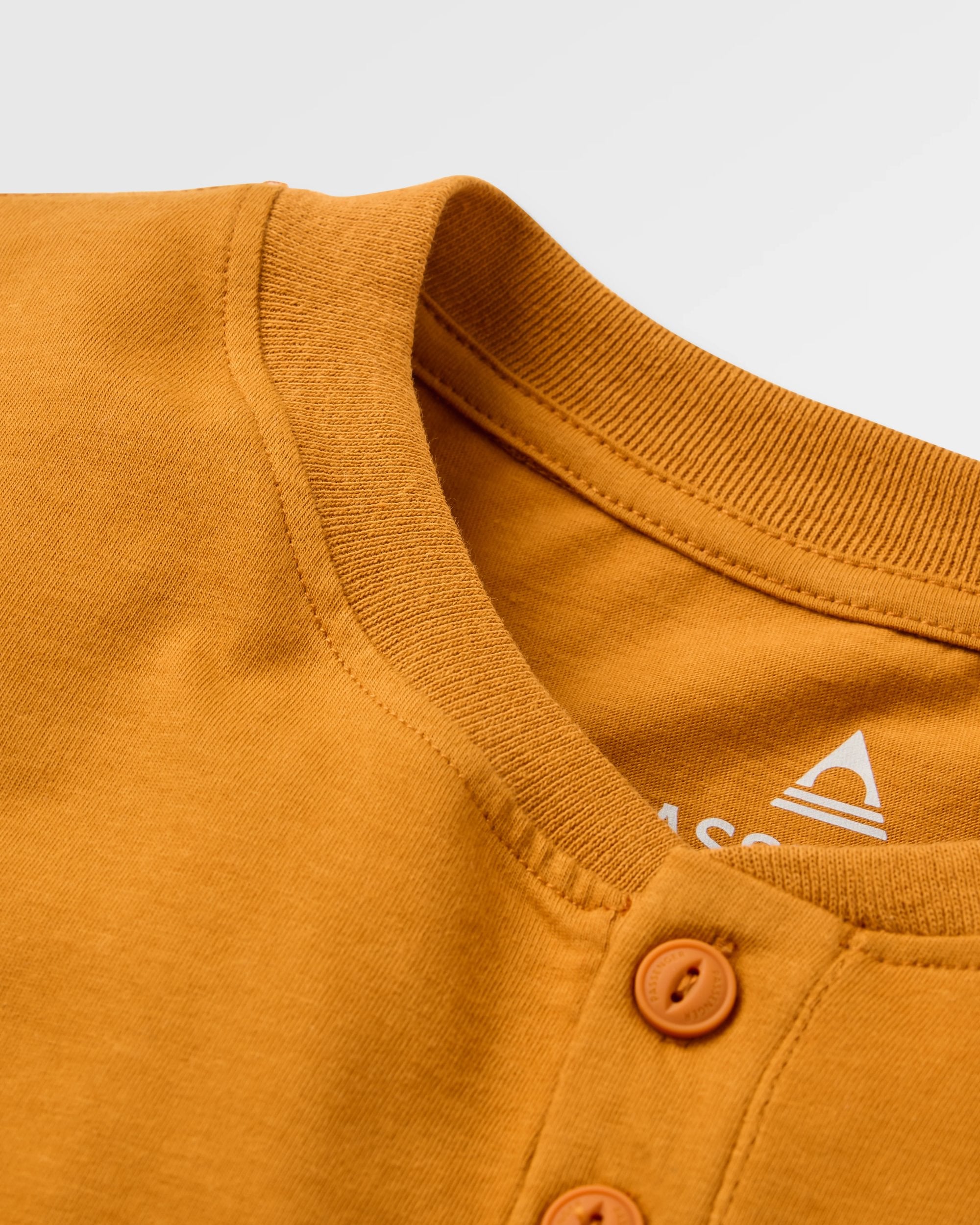 Heritage Relaxed Fit Henley T-shirt - Retro Orange - Flatlay