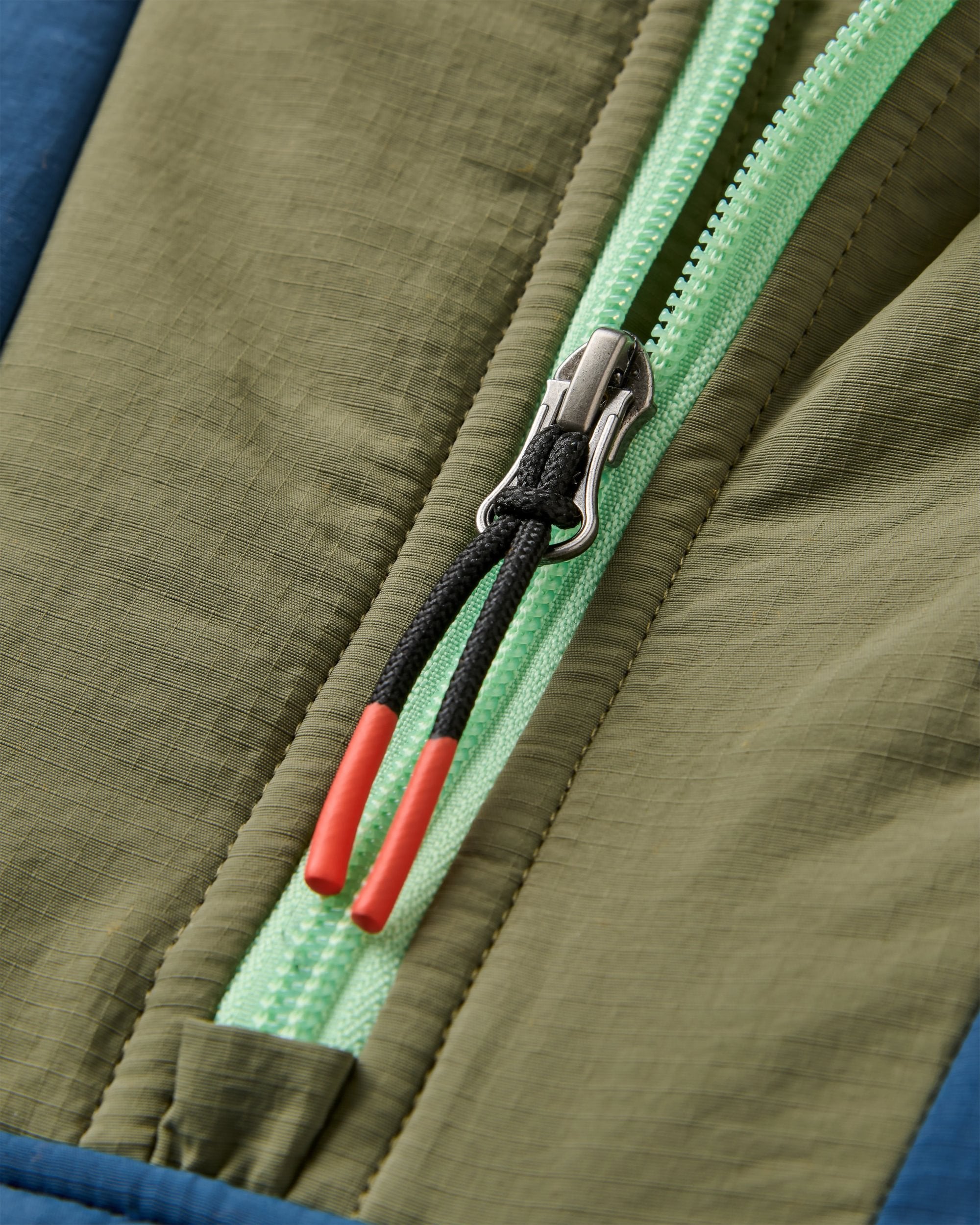 Ocean Recycled Insulated Anorak - Dark Denim/ Dusty Olive - Flatlay