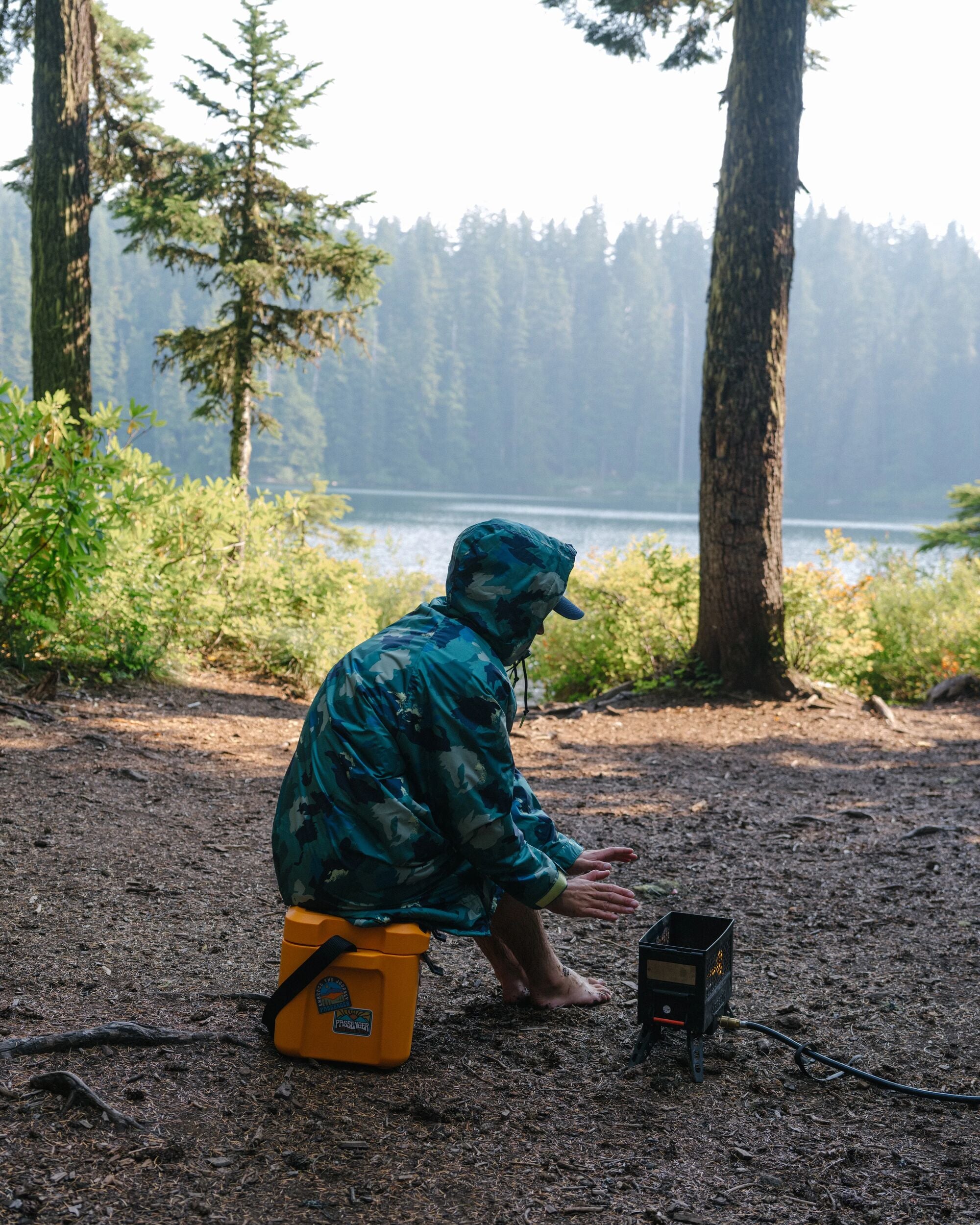 Waves Recycled Sherpa Lined Changing Robe - Alpine Camo Rain Forest - Lifestyle - Male