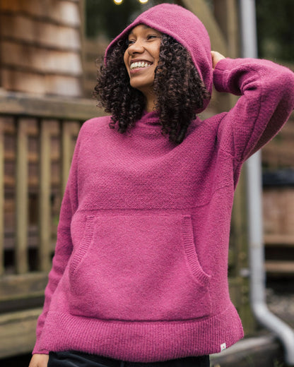 Cove Recycled Knitted Hoodie - Rhubarb