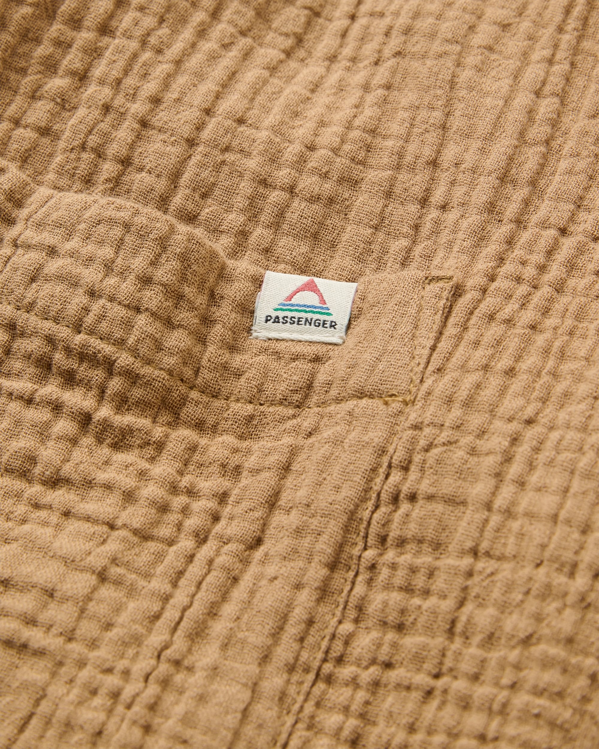 Waveney Short Sleeve Cotton Shirt - Caramel Brown - Flatlay