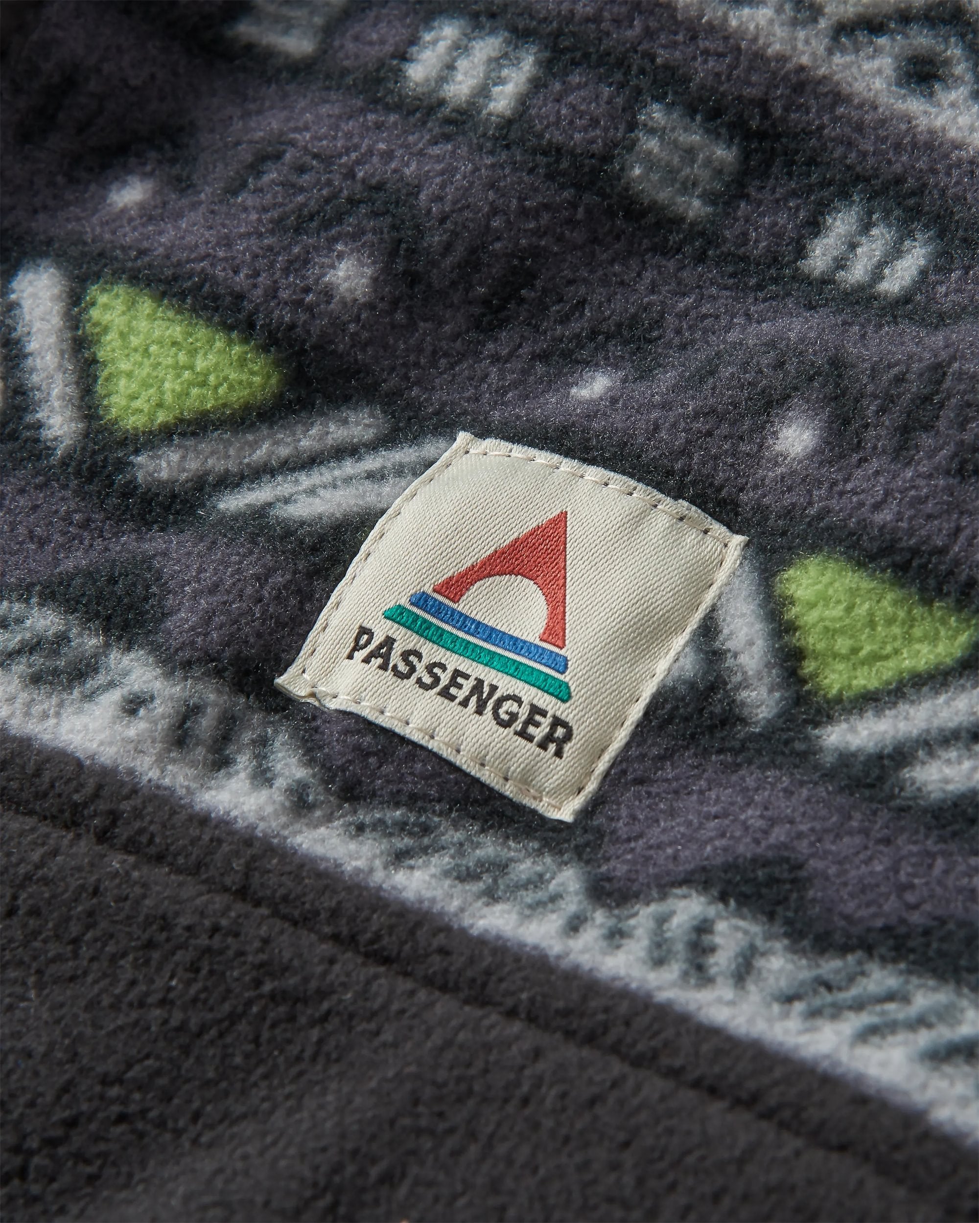 Set Off Recycled Polar 1/4 Zip Fleece - Mountain Geo Charcoal - Flatlay