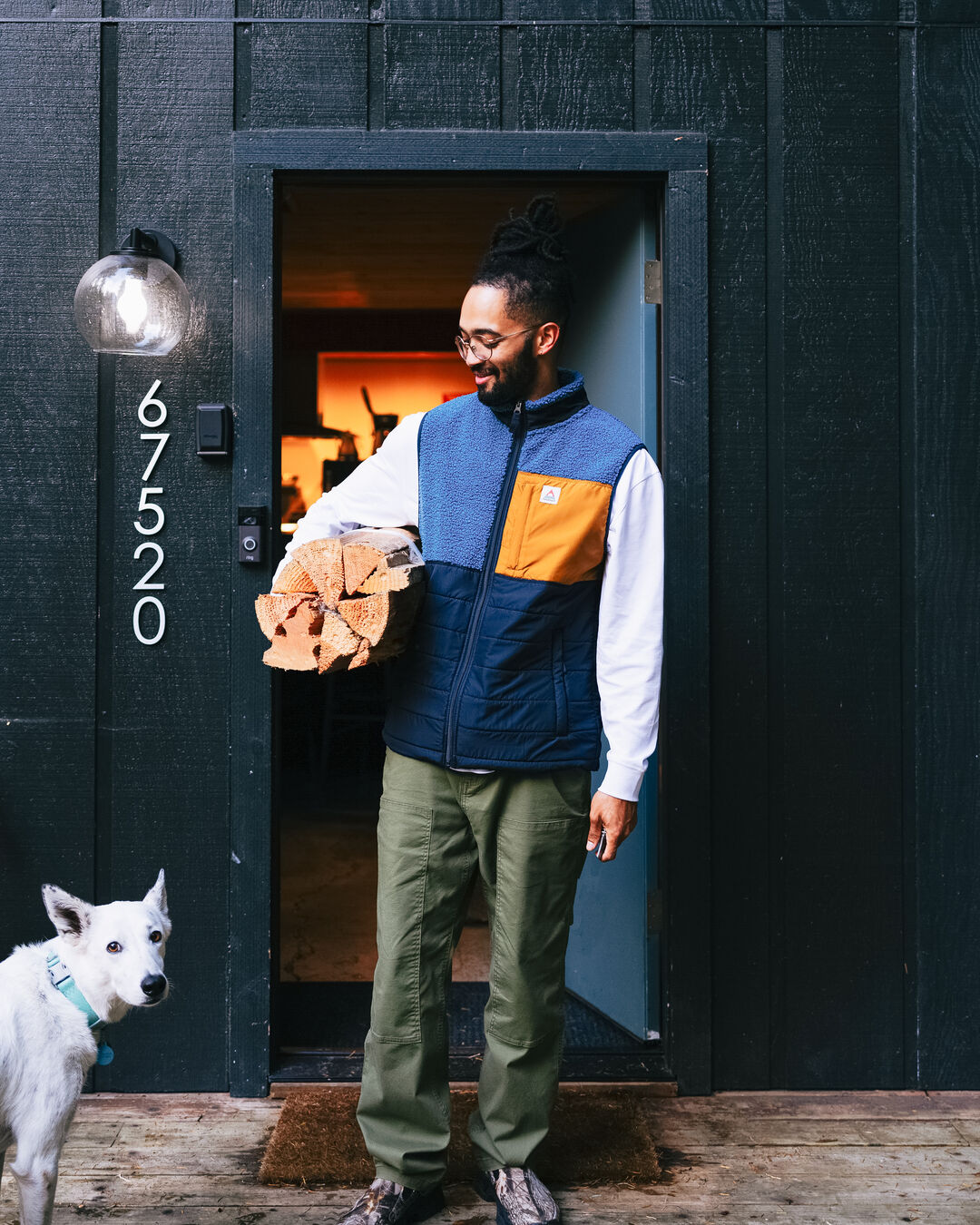 Born Explorer Recycled Polar-Lined Sherpa Vest - Blue Steel - Lifestyle