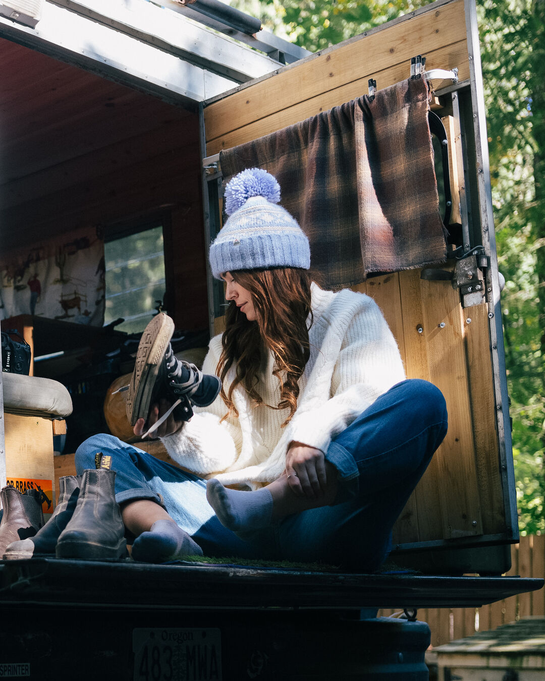 Lodge Recycled Bobble Hat - Blue Fog