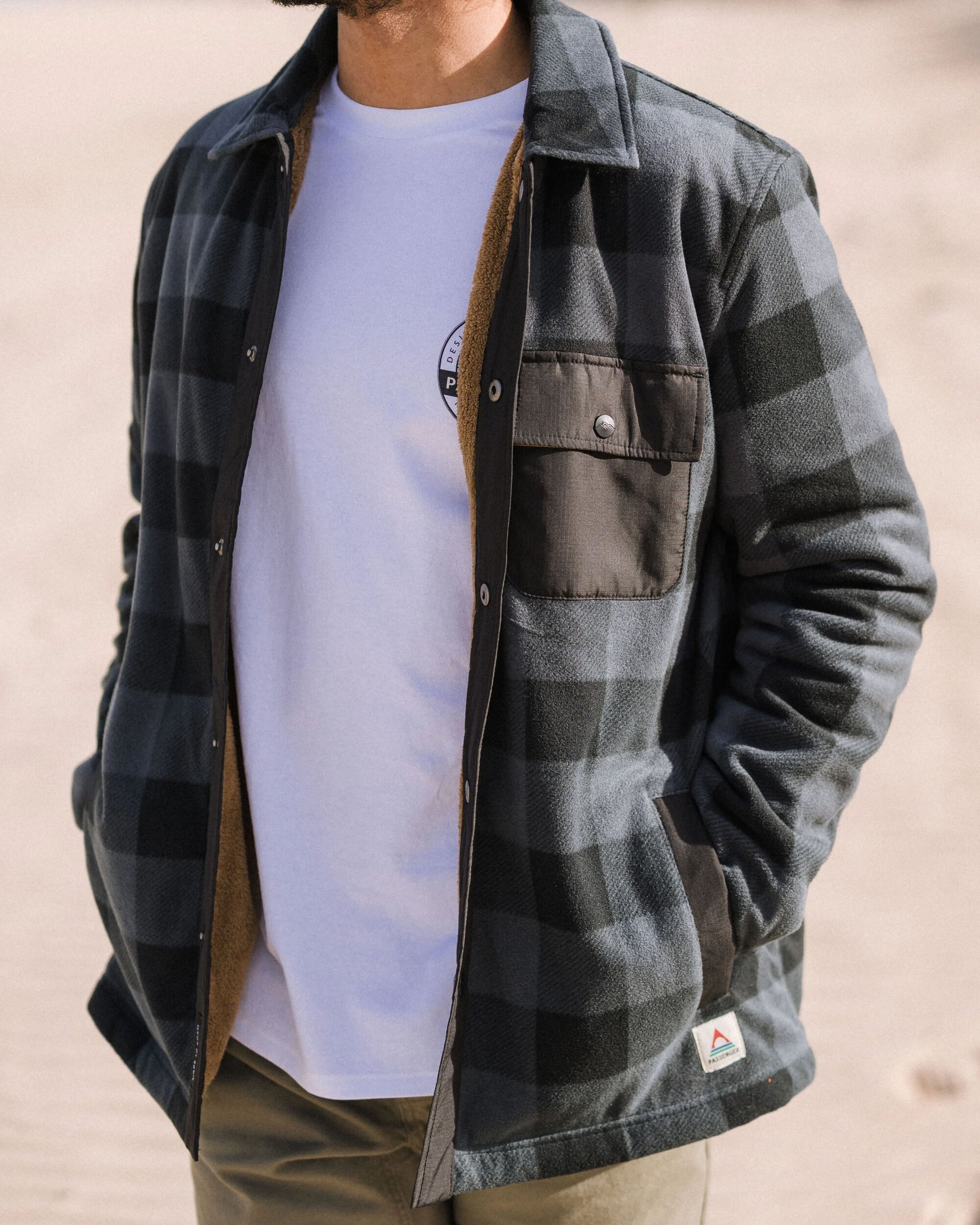 Firelight Sherpa Lined Overshirt - Storm Grey Buffalo - Lifestyle