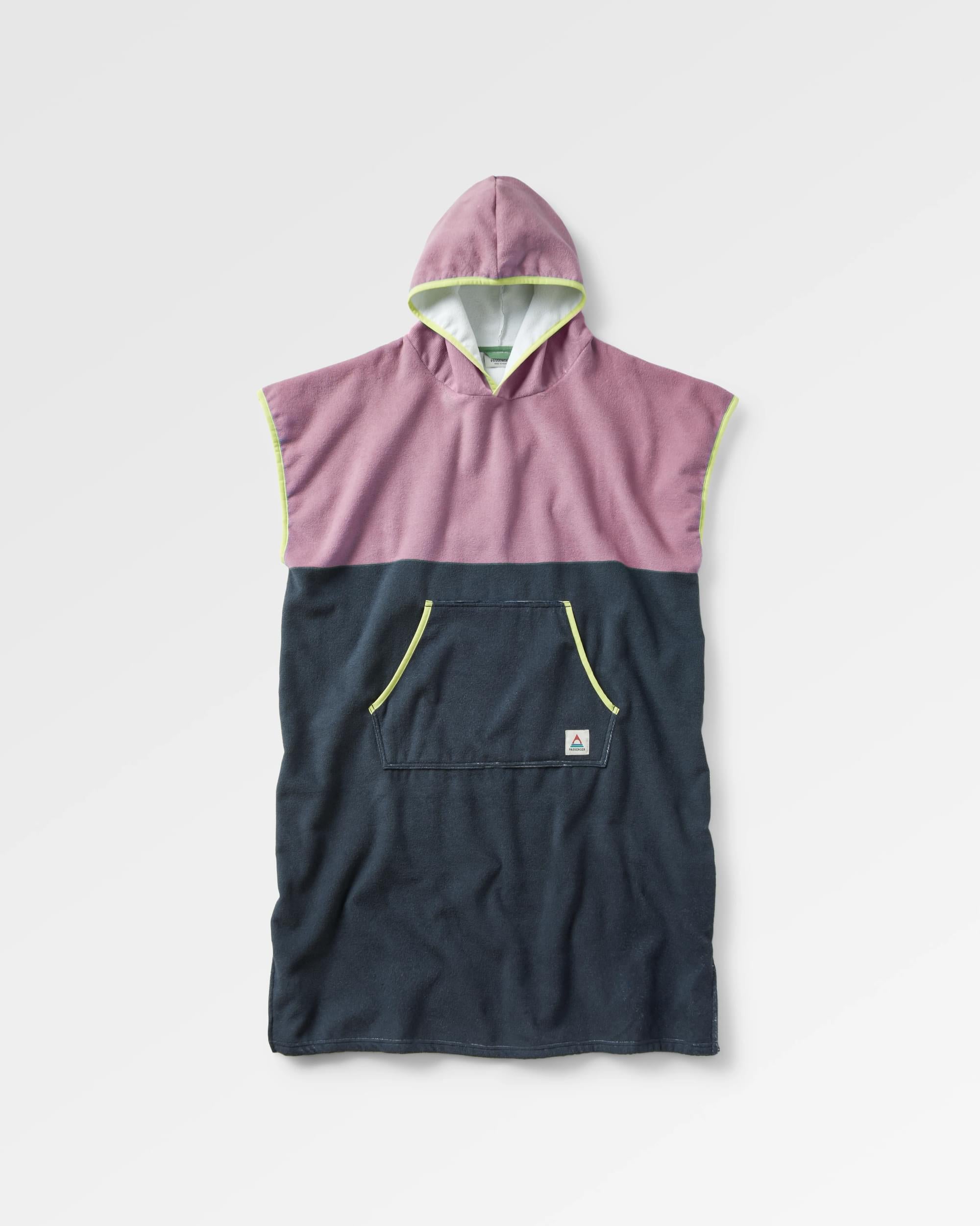 Tulum Recycled Towel Poncho - Grape / Charcoal - Flatlay