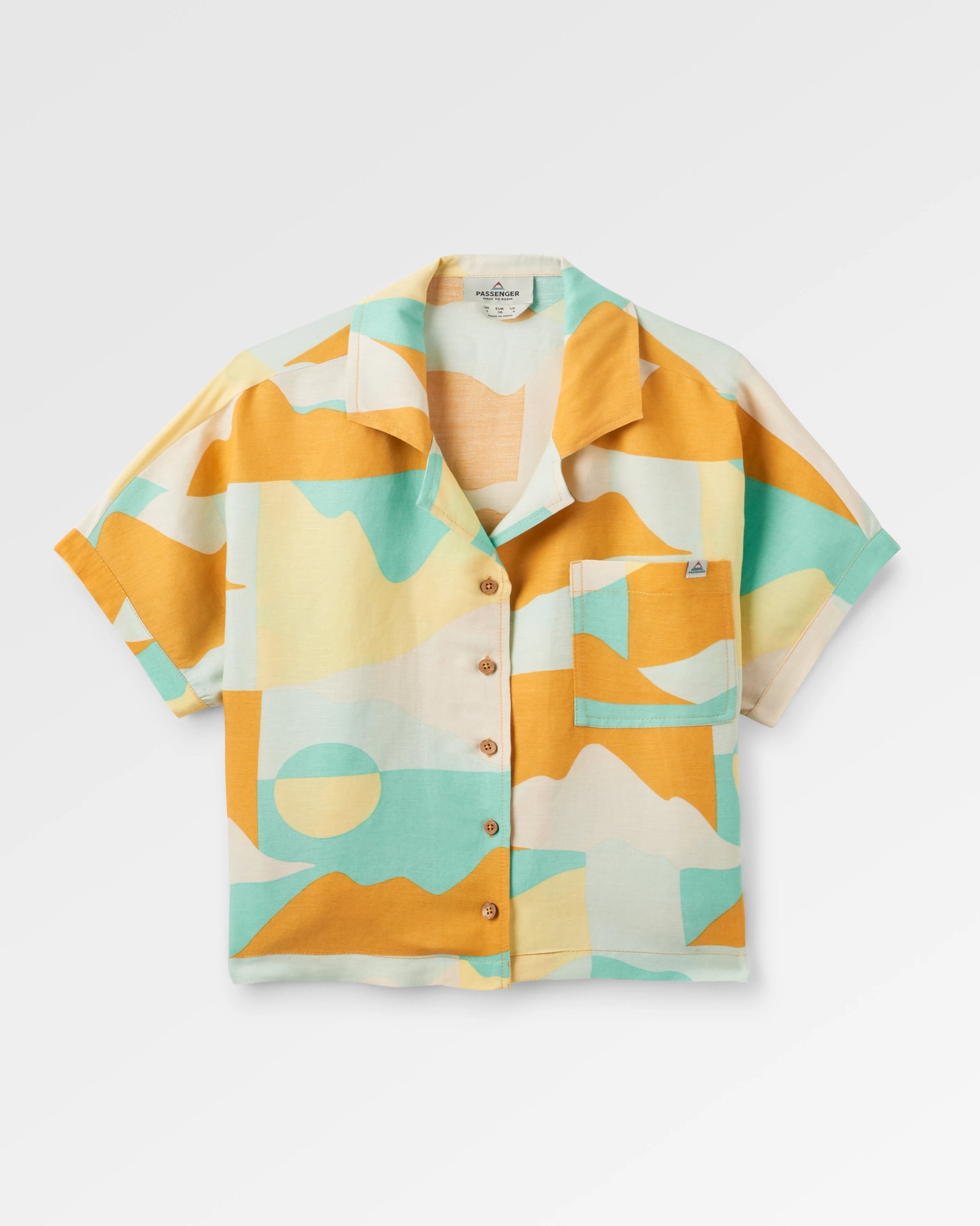 Arden Linen Short Sleeve Shirt - Vista Patchwork Yellow - Flatlay