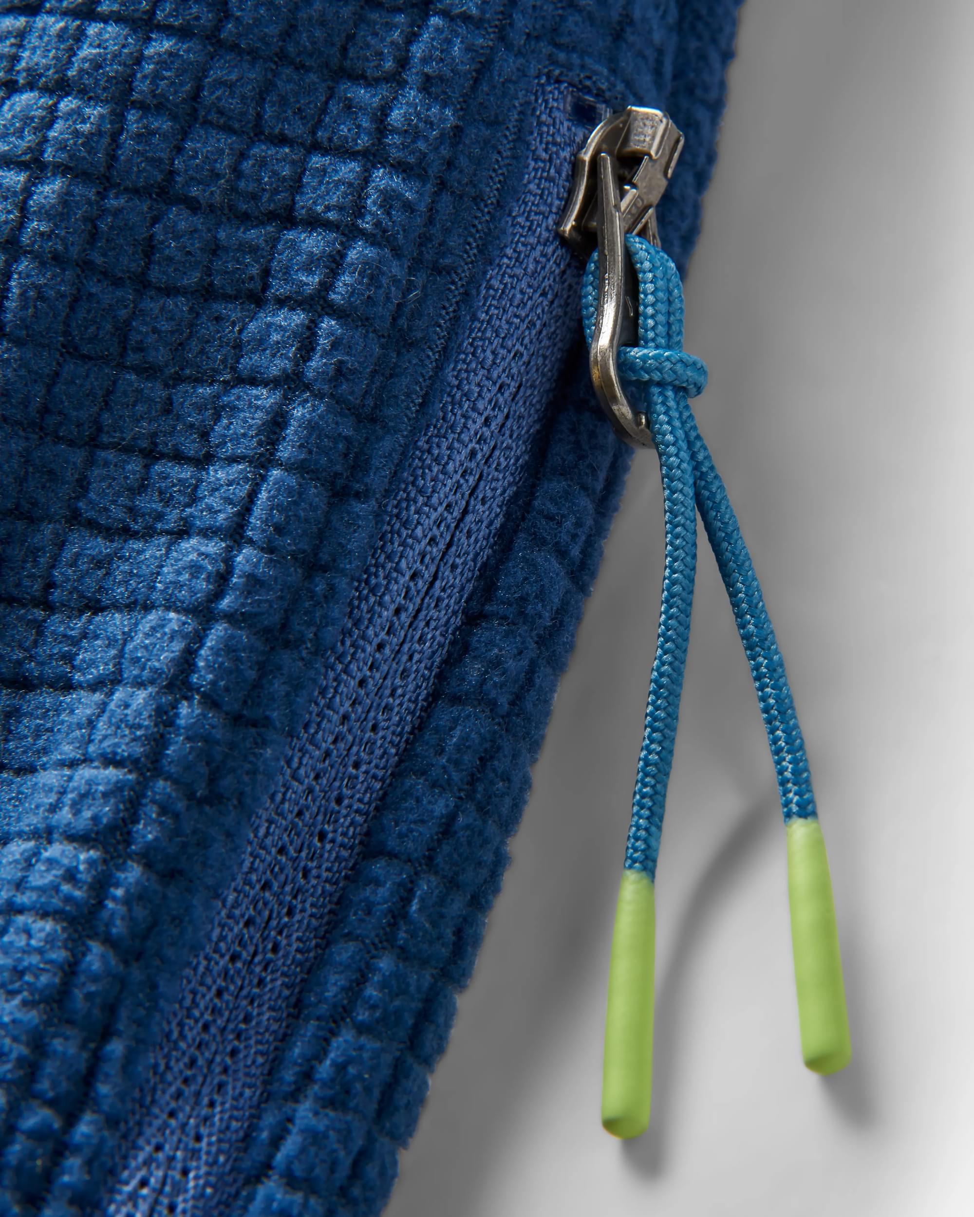 Point Recycled Grid Polar Fleece Hoodie - Dark Denim - Flatlay