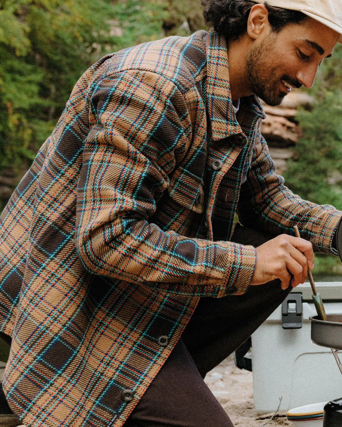Island Heavy Twill Shirt - Caramel/Espresso Check - Lifestyle
