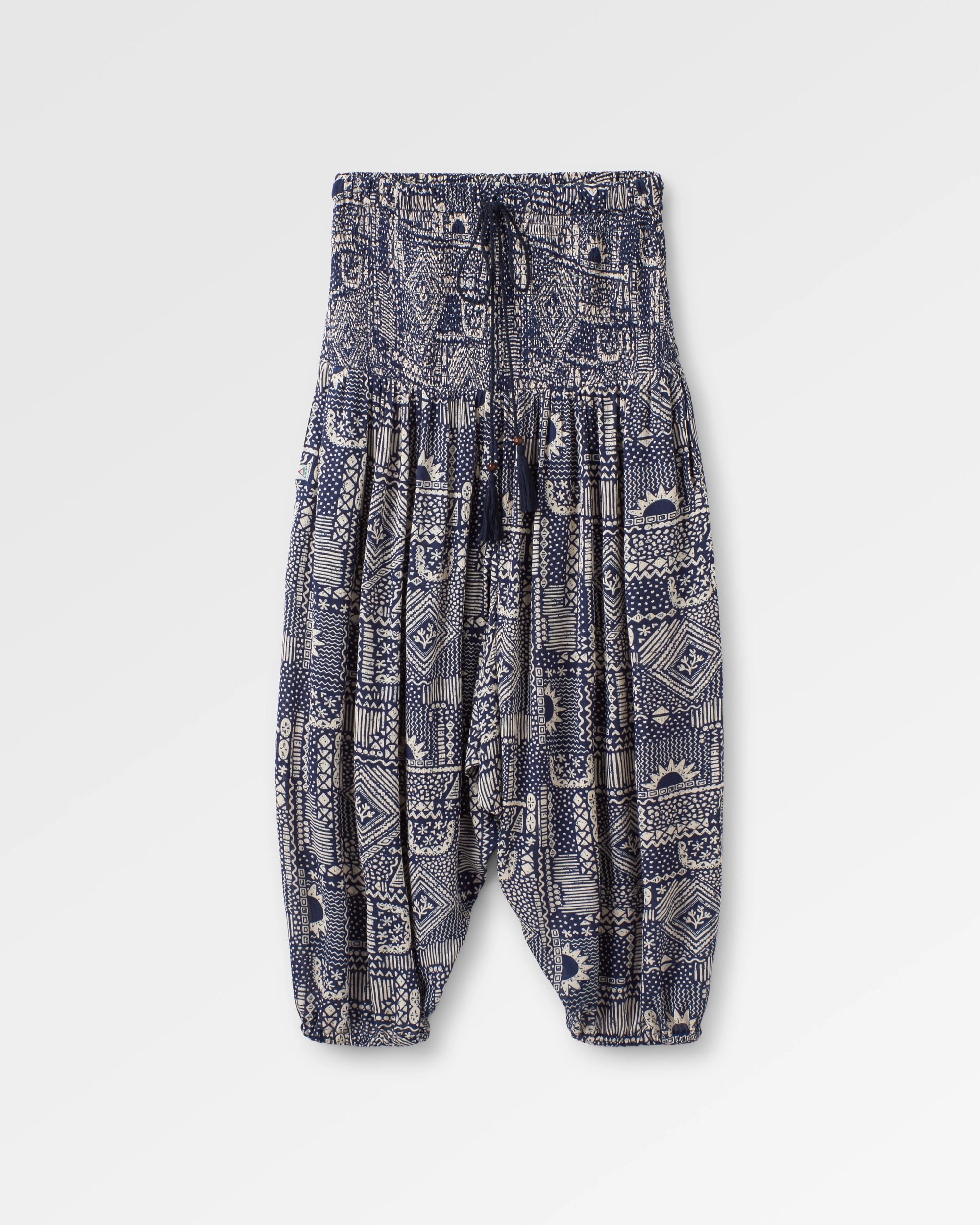 Daylily Loose Trouser - Vintage Patchwork Navy - Flatlay