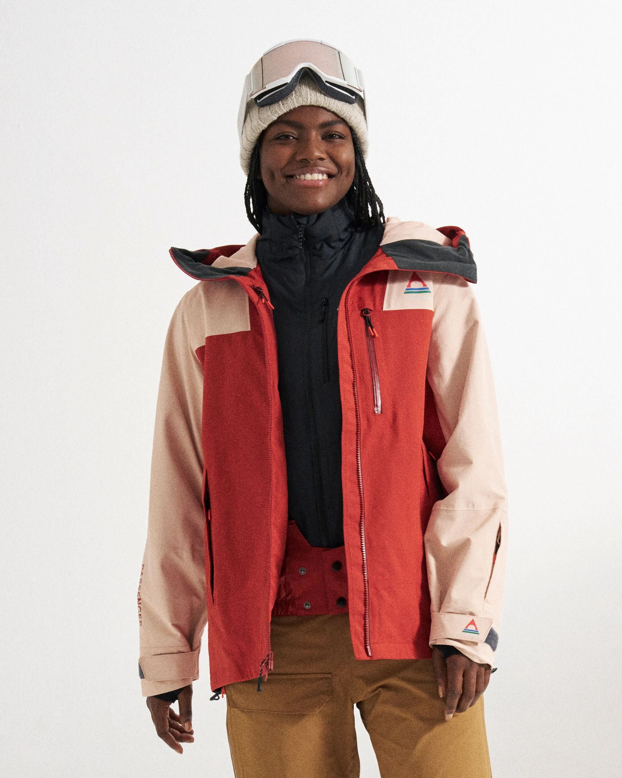 Snowscape Women's Recycled Jacket - Red Ochre/Blush - Studio Model