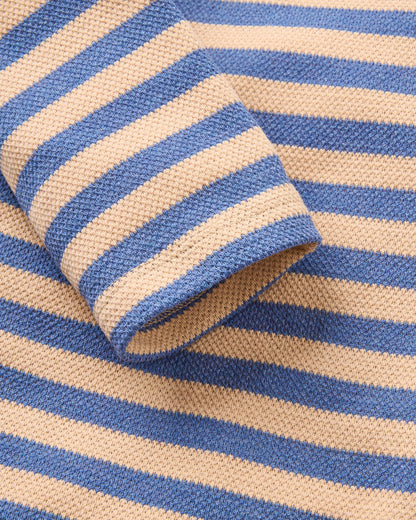Panorama Striped LS T-Shirt - Faded Denim/Orange Peach Stripe - Flatlay
