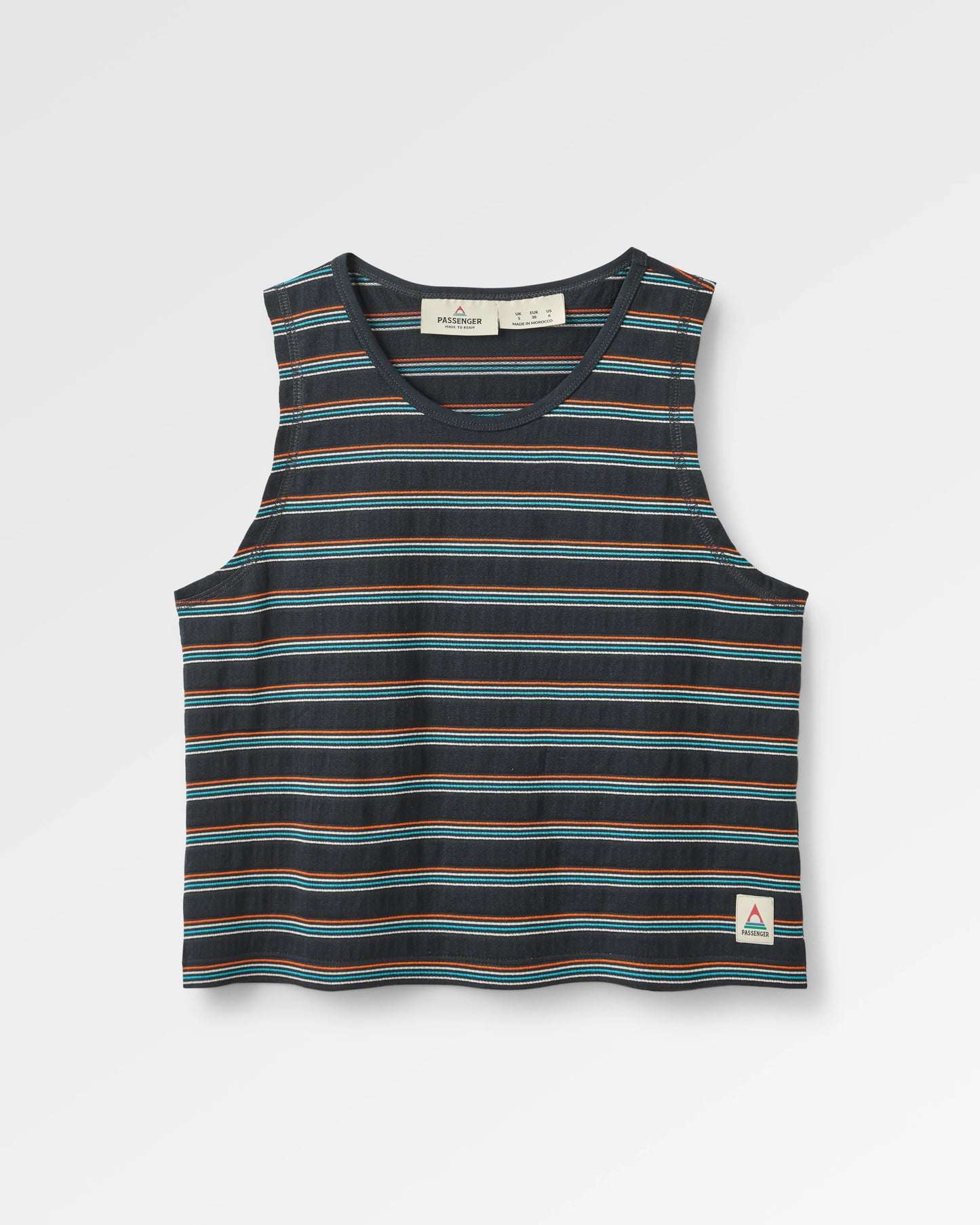 Retro Vibes 2.0 Organic Cotton Vest - Black Multi Stripe - Flatlay