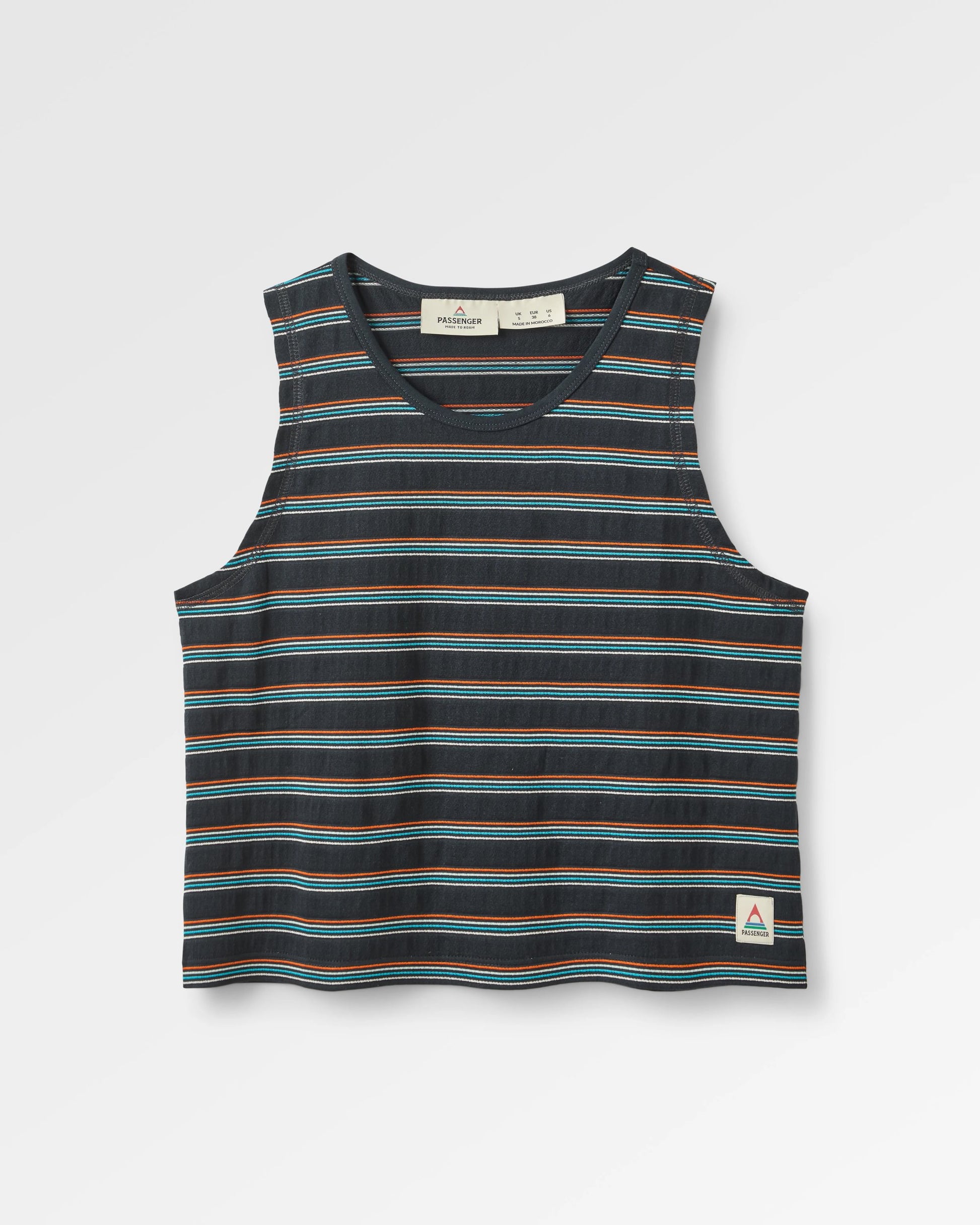 Retro Vibes 2.0 Organic Cotton Vest - Black Multi Stripe - Flatlay