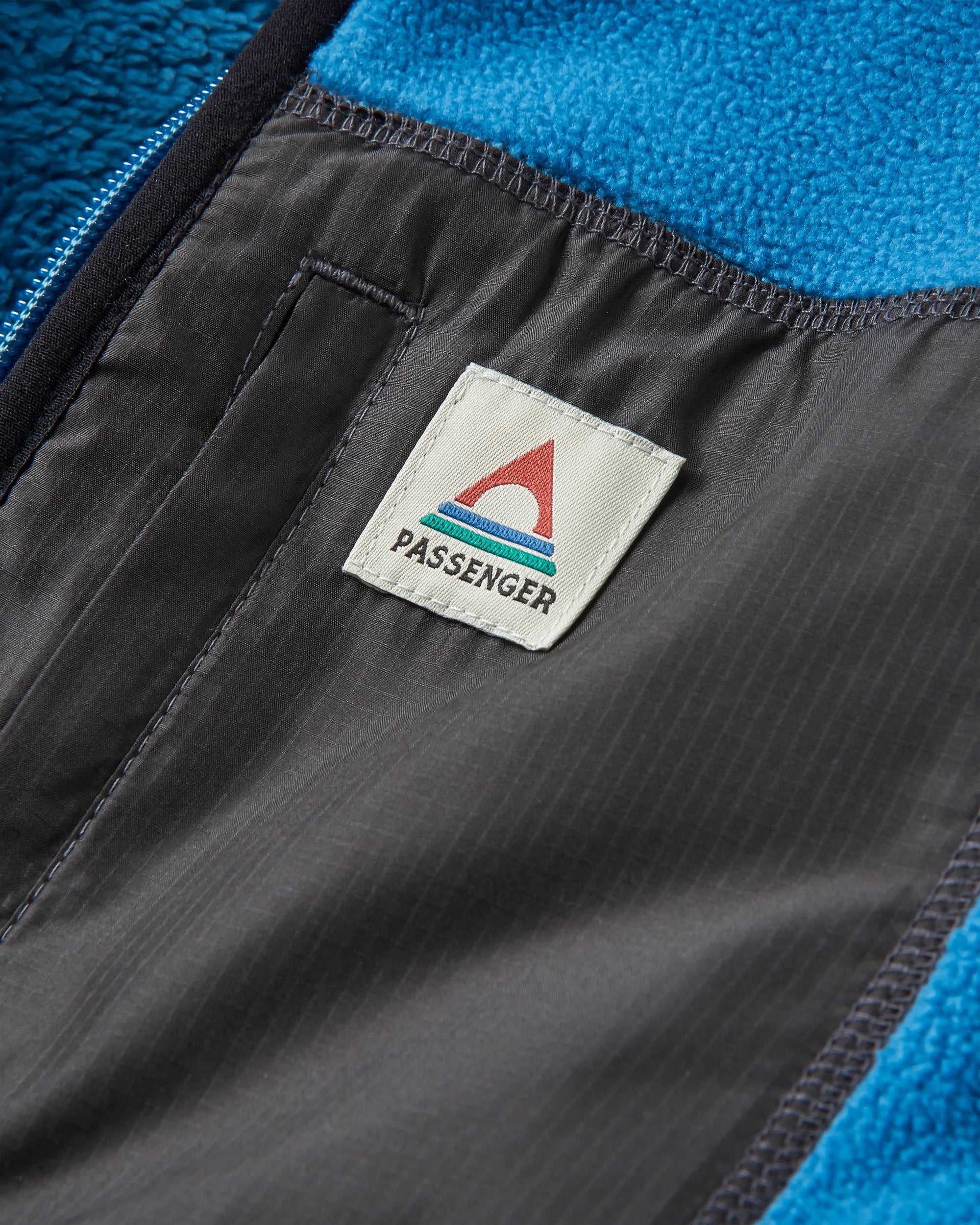 Loch Hooded Recycled Polar Fleece - Toffee/Blue Steel - Flatlay