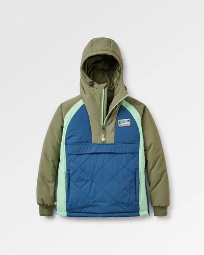 Ocean Recycled Insulated Anorak - Dark Denim/ Dusty Olive - Flatlay