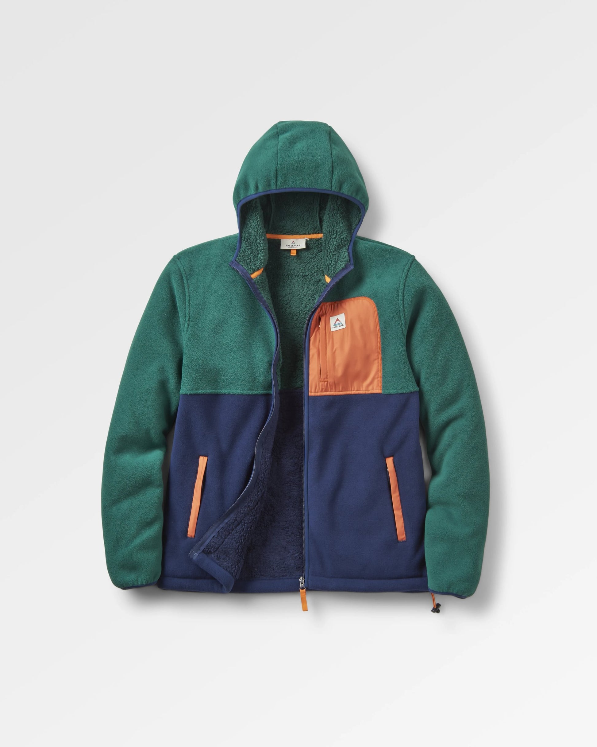 Loch Hooded Recycled Polar Fleece - Rain Forest/Rich Navy