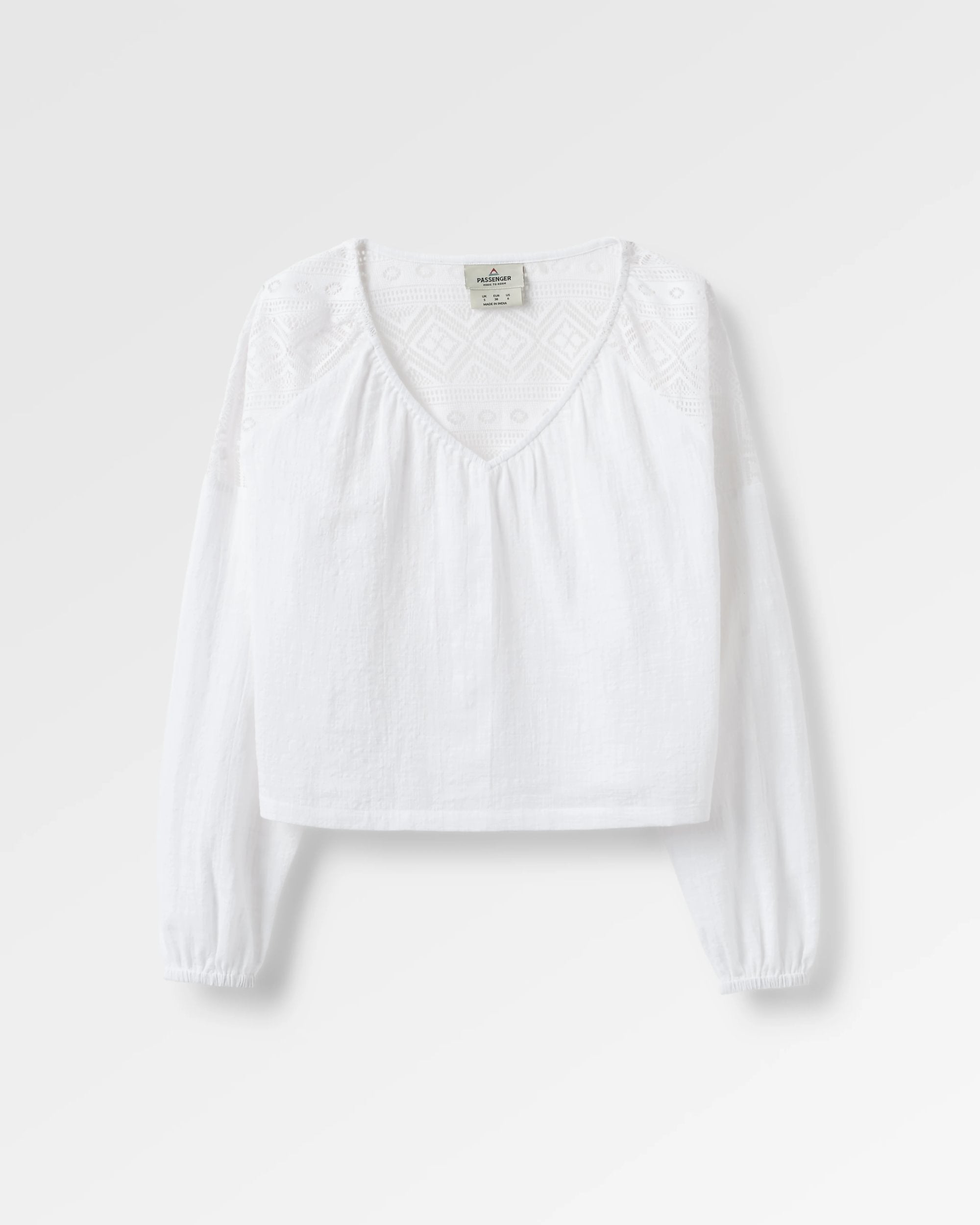 Flurry LS Woven Top - White - Flatlay