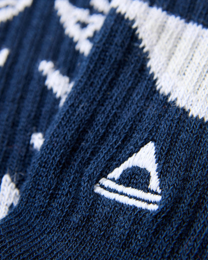 Two Step Crew Socks - Rich Navy - Flatlay