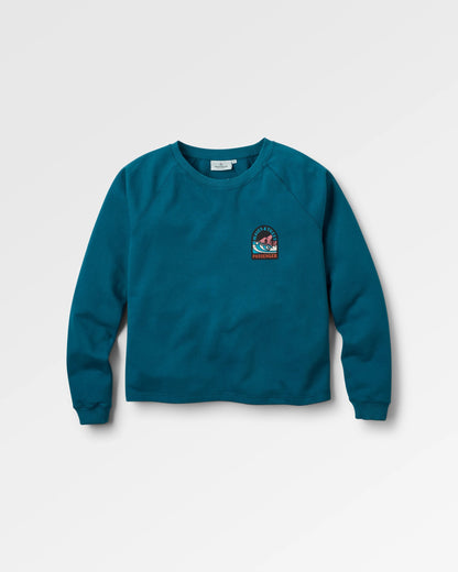 Waves & Trees Recycled Cotton Sweatshirt - Tidal Blue