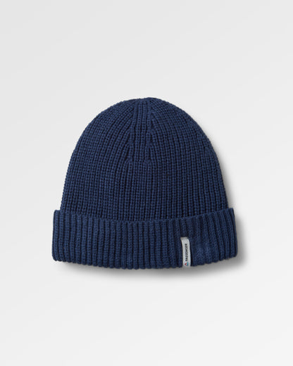 Compass Recycled Beanie - Rich Navy - Flatlay