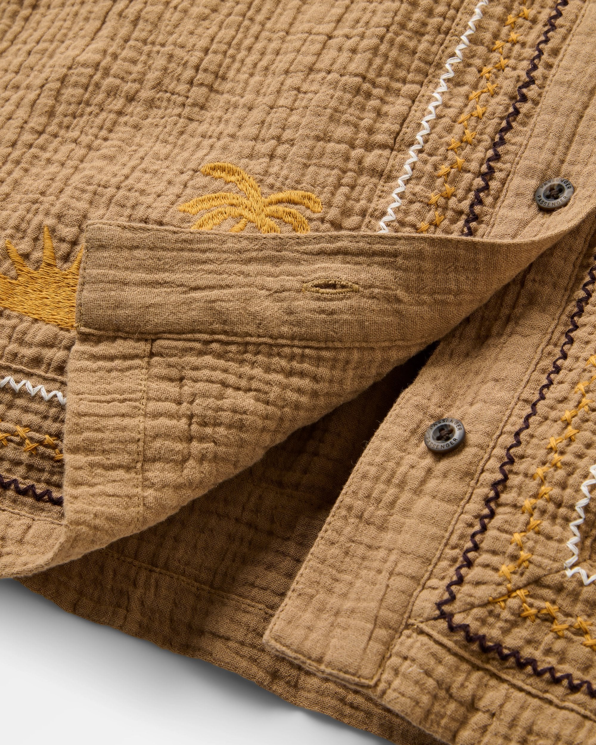 Waveney Short Sleeve Cotton Shirt - Caramel Brown - Flatlay