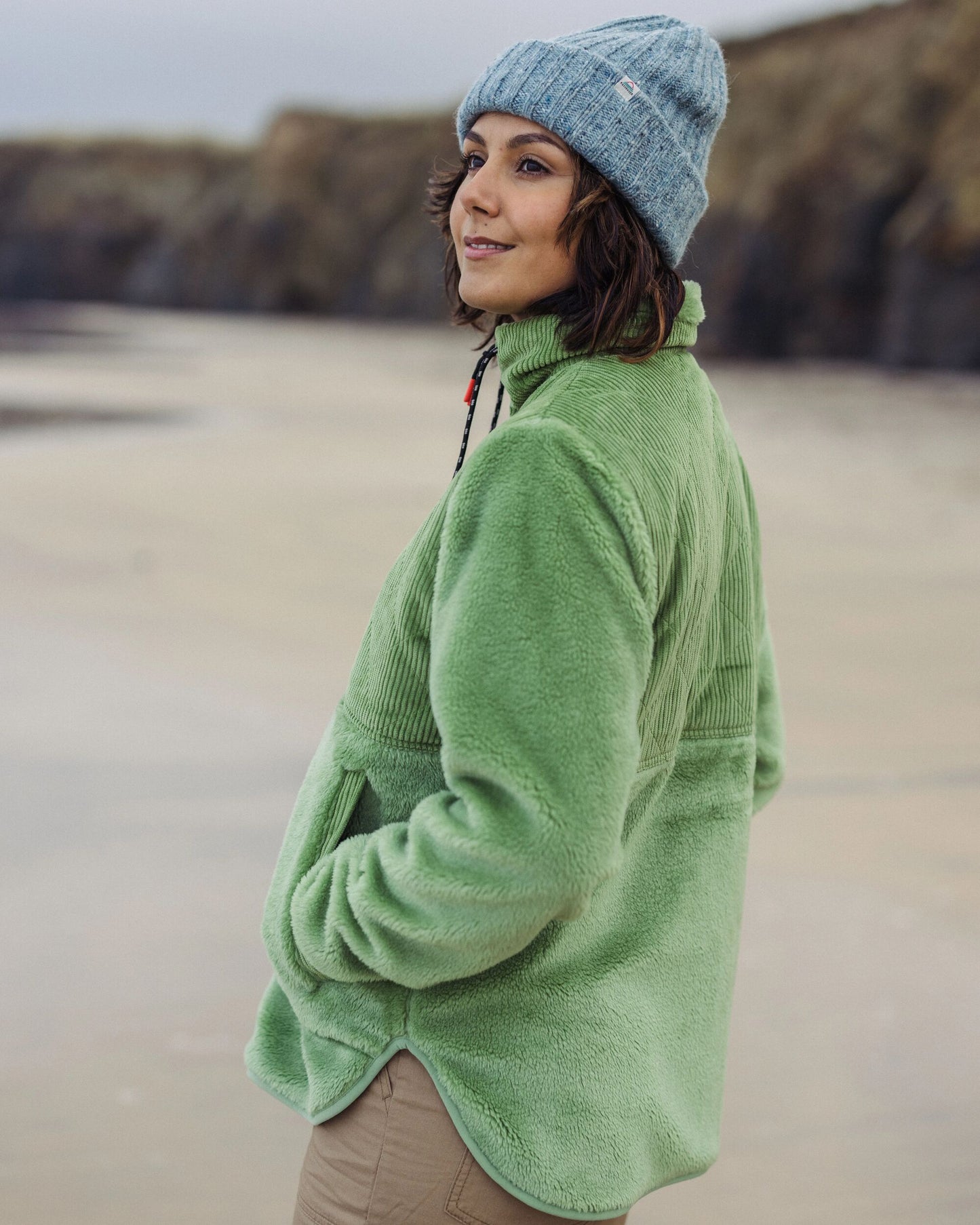 Awaken Recycled Deep-Pile Sherpa Fleece - Stem Green - Lifestyle