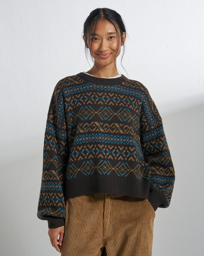 Moonbeam Relaxed Fit Knitted Jumper - Espresso - Studio Model