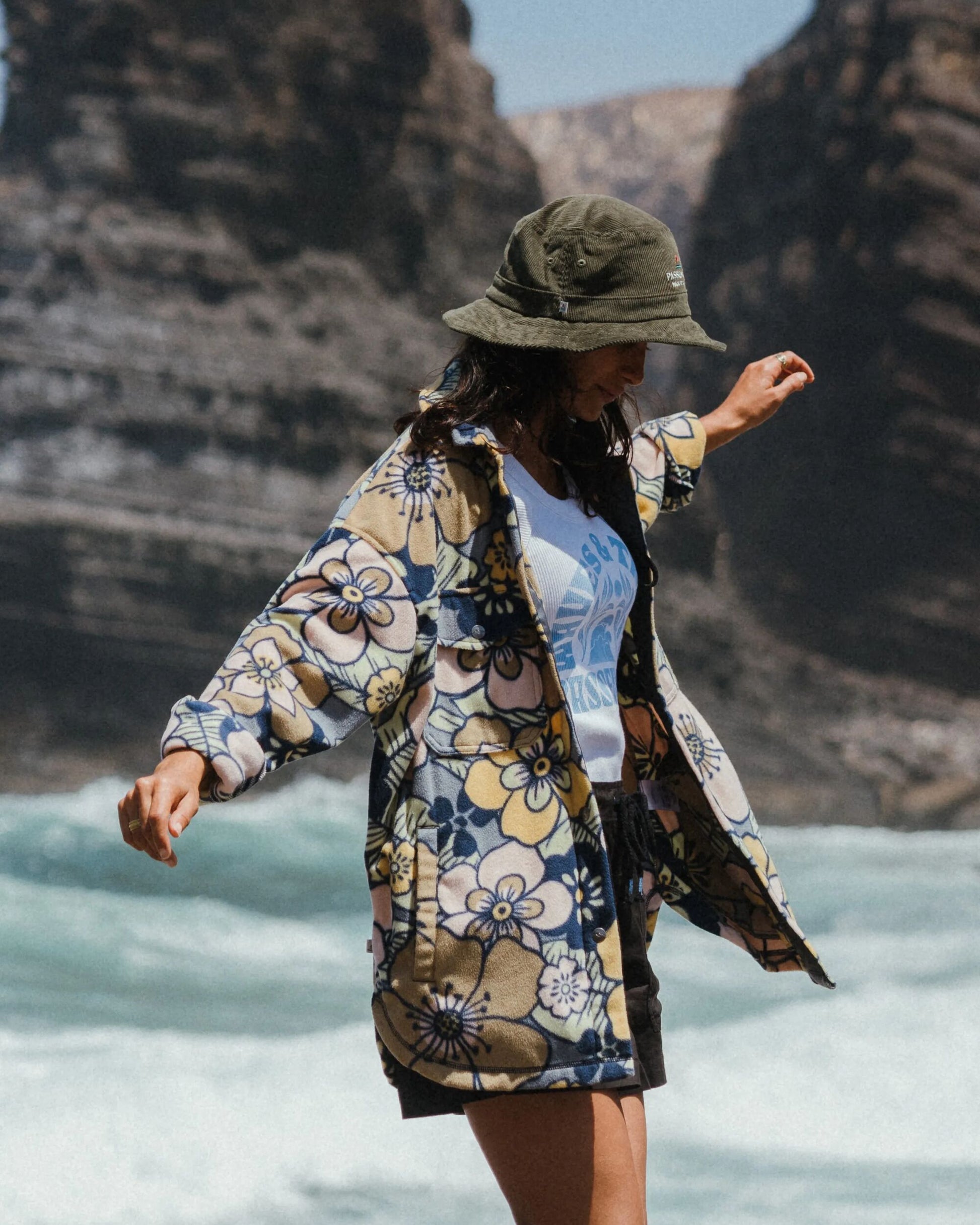 Womens_Forest Recycled Cord Bucket Hat - Khaki - Lifestyle