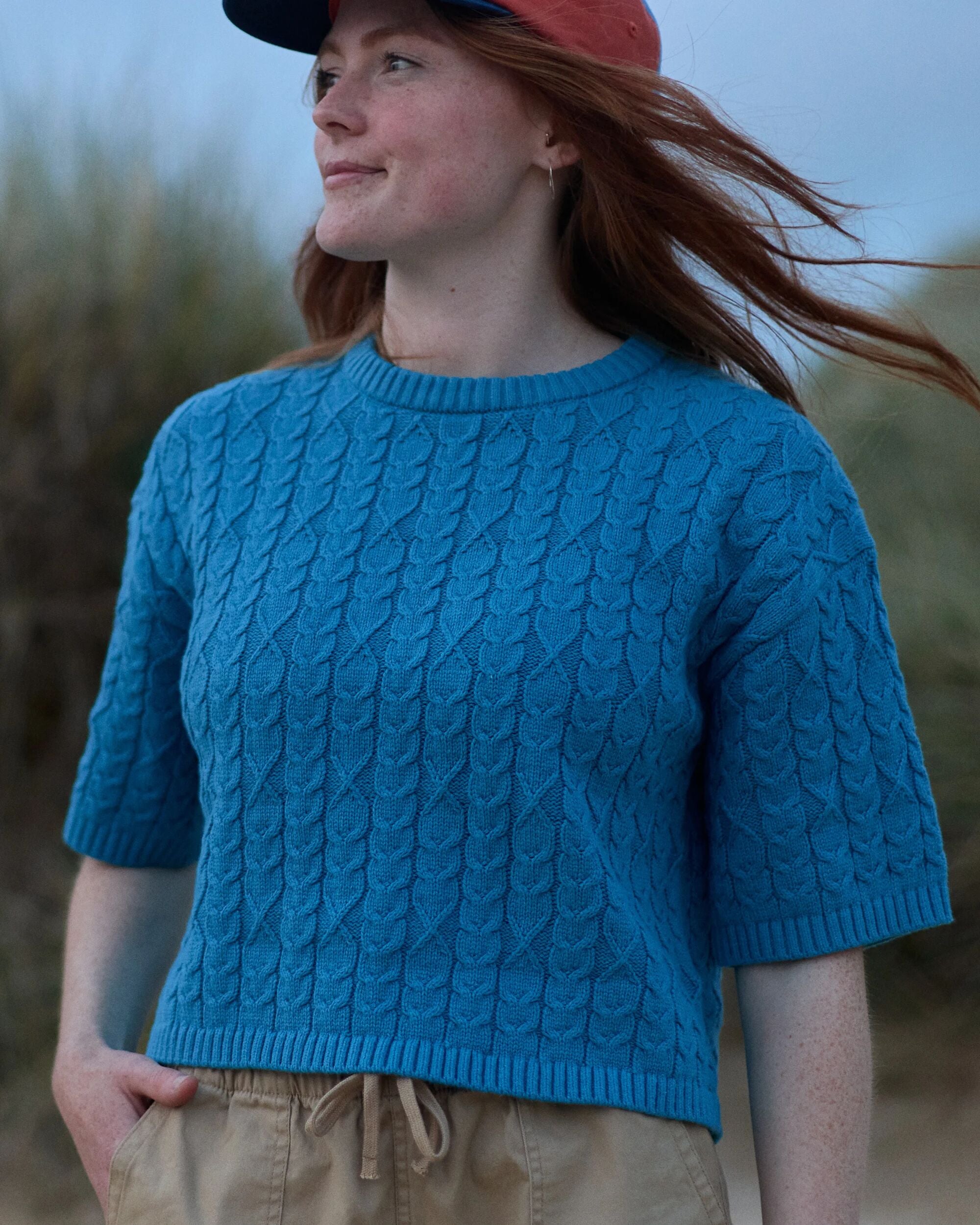 Homely Short Sleeve Knitted Jumper - Bluejay - Lifestyle