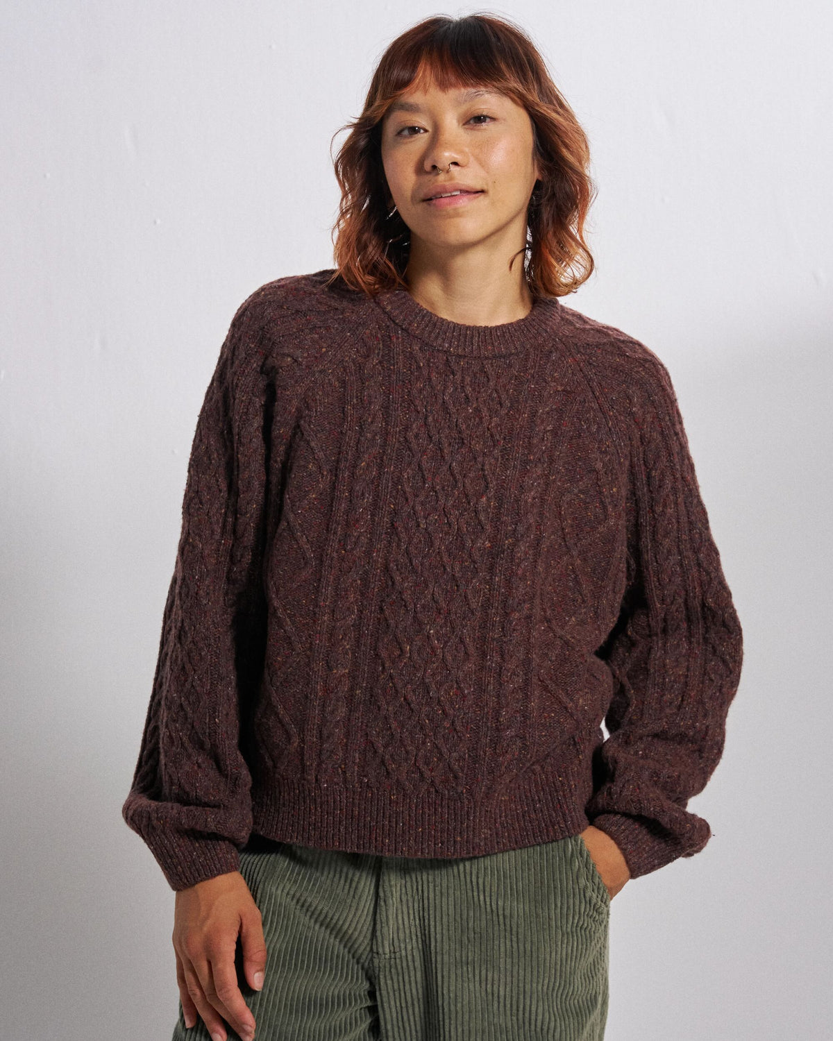 Shoal Merino Wool Knitted Jumper - Brambleberry - Studio Model