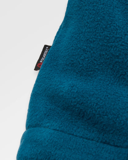 Woodland Hooded 1/2 Zip Recycled Polartec® Fleece - Retro Orange/Tidal Blue - Flatlay