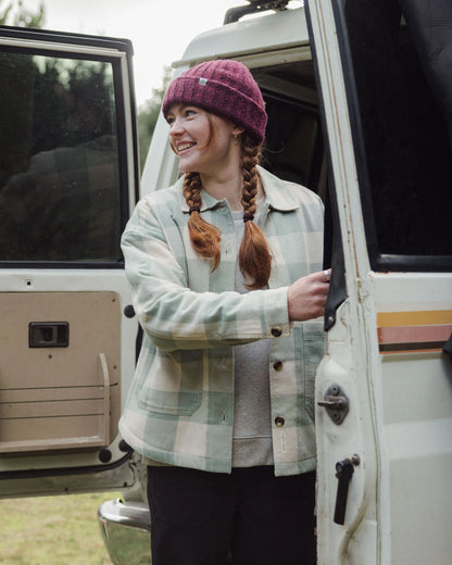 Flint Organic Cotton Overshirt - Pistachio Buffalo Check - Lifestyle