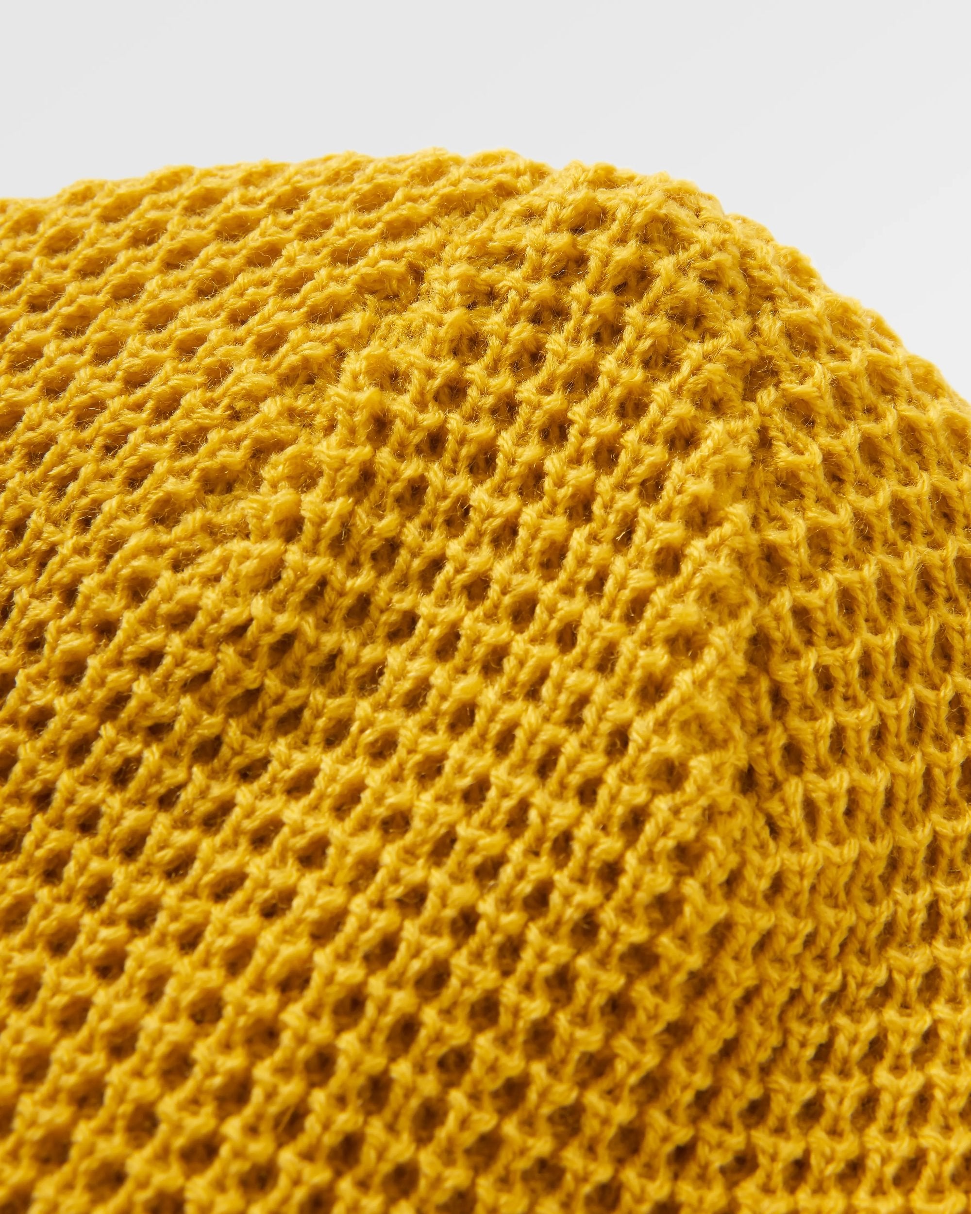 Moss Double Layer Recycled Waffle Beanie - Mustard Yellow - Flatlay