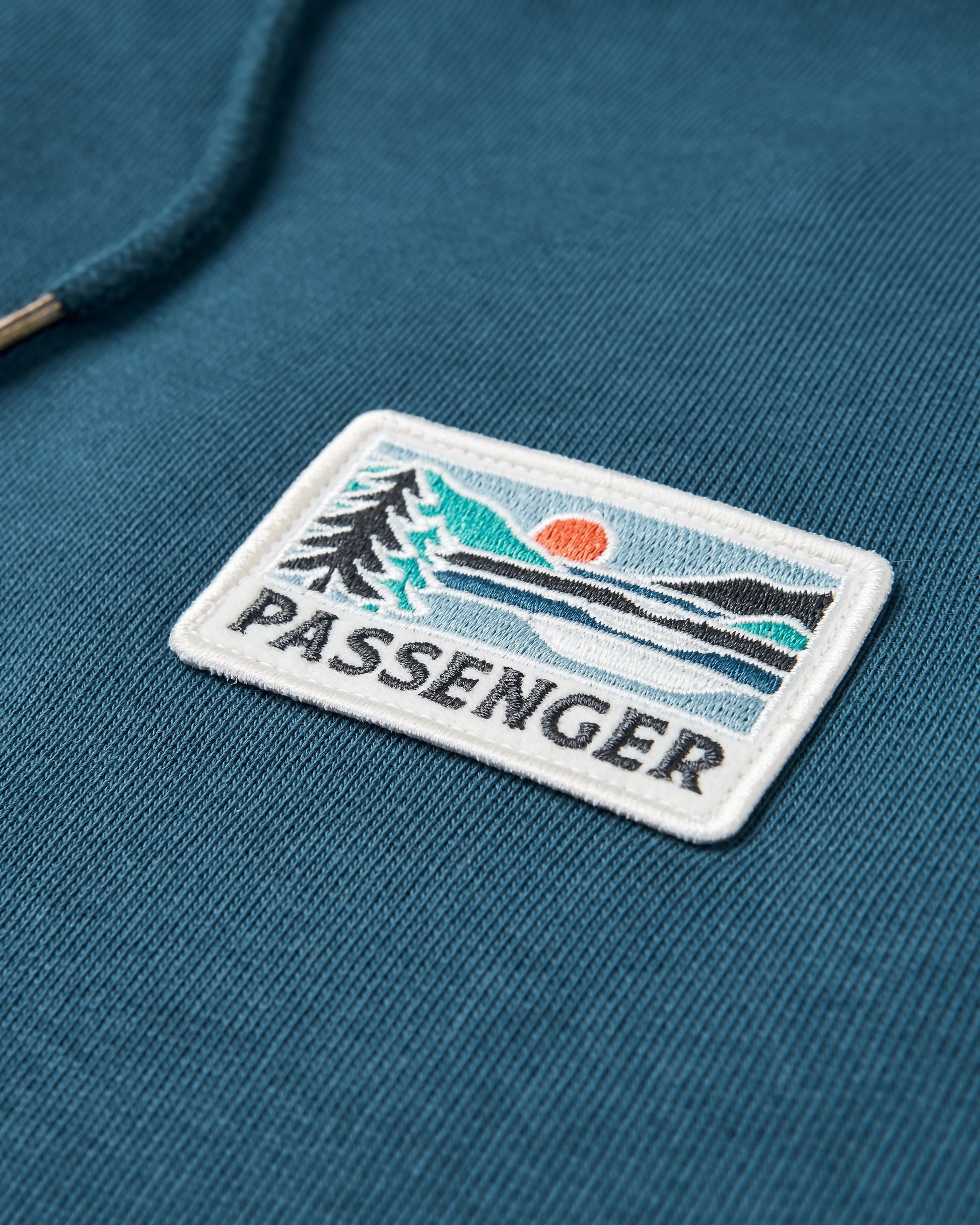 Roamer Patch Relaxed Fit Hoodie - Dark Denim - Flatlay