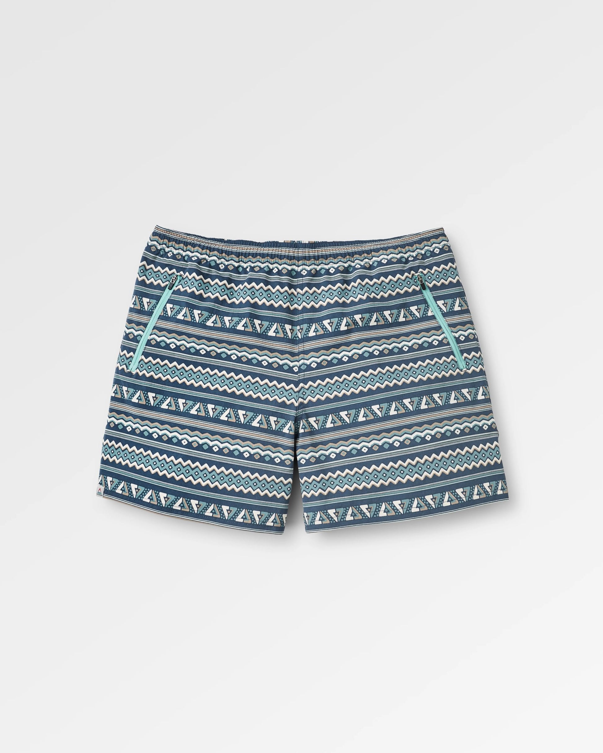Flaris Longer Line Short - Geo Stripe Dark Denim - Flatlay